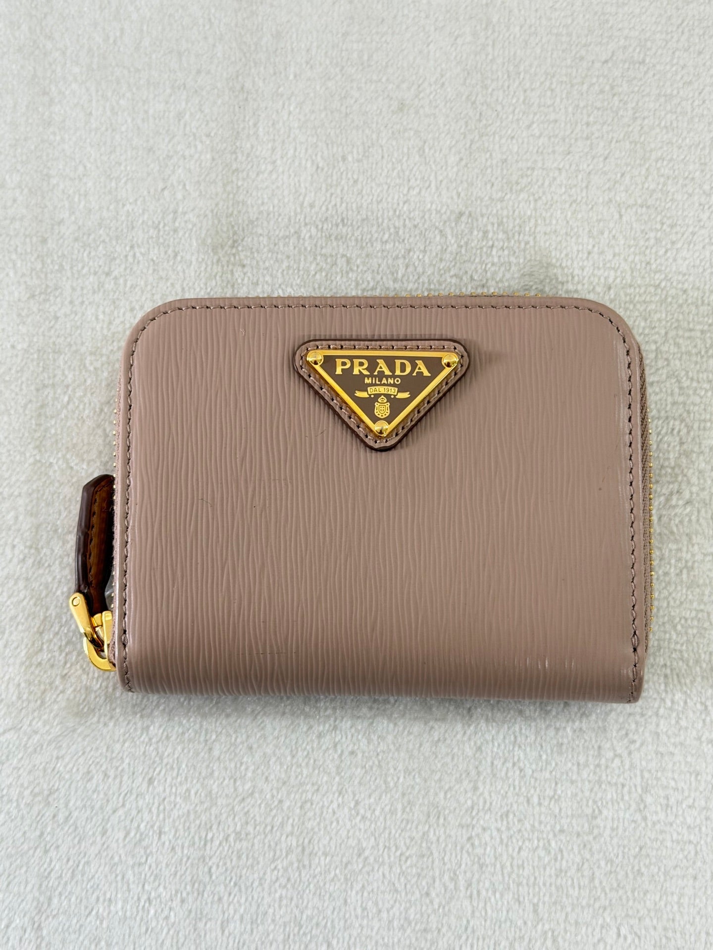 Prada Saffiano Leather Triangle Logo Compact Wallet