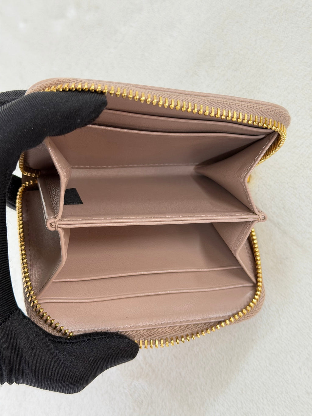 Prada Saffiano Leather Triangle Logo Compact Wallet