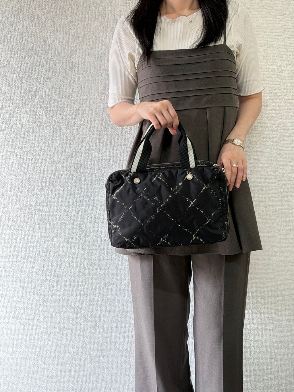 Chanel Old Travel Line Nylon Boston Bag