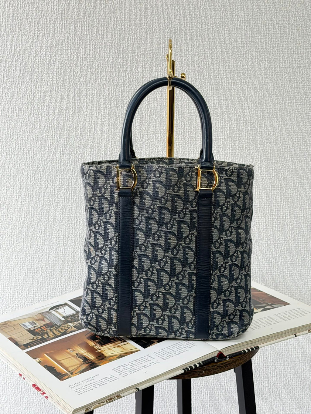 Christian Dior Trotter Canvas Leather Tote Bag