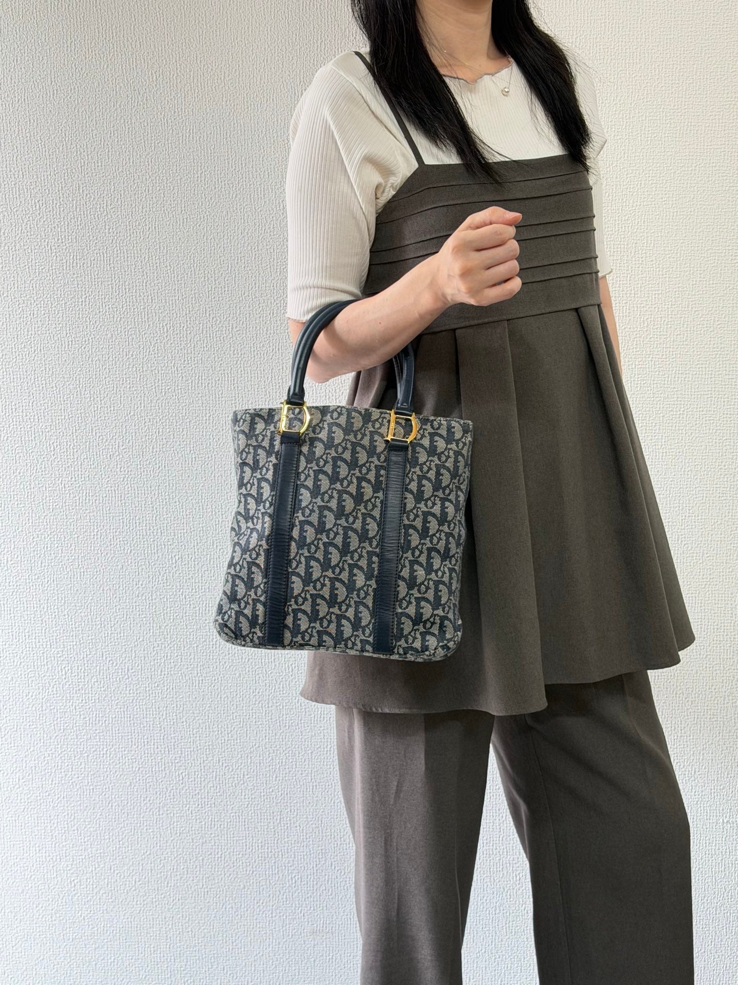 Christian Dior Trotter Canvas Leather Tote Bag