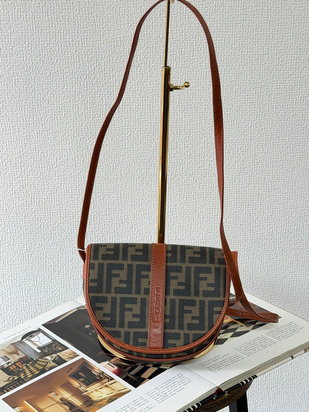 Fendi Zucca Canvas Half Moon Shoulder Bag