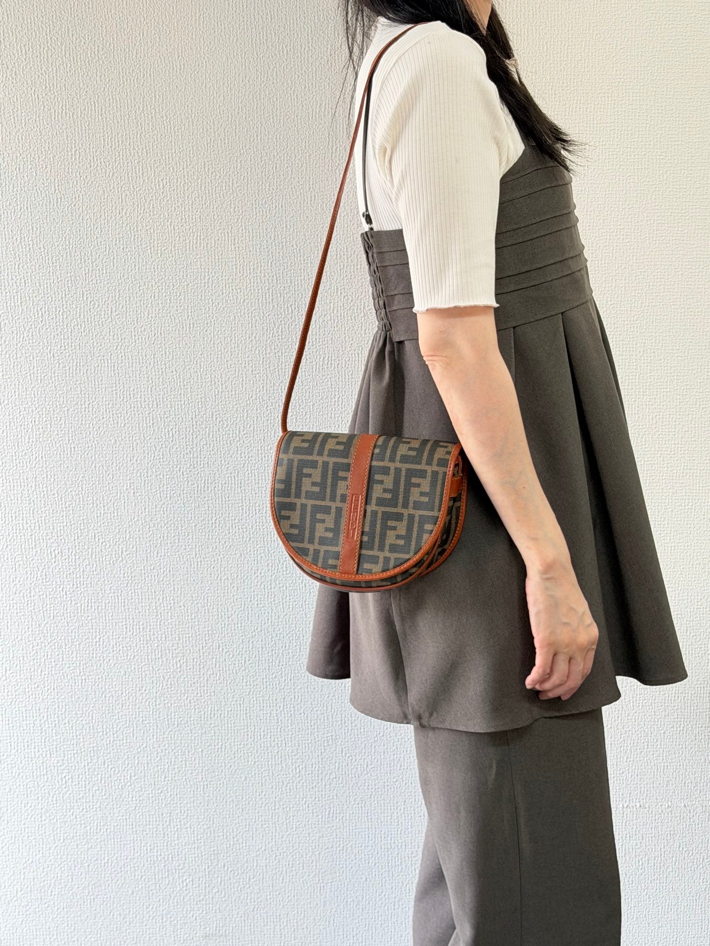 Fendi Zucca Canvas Half Moon Shoulder Bag