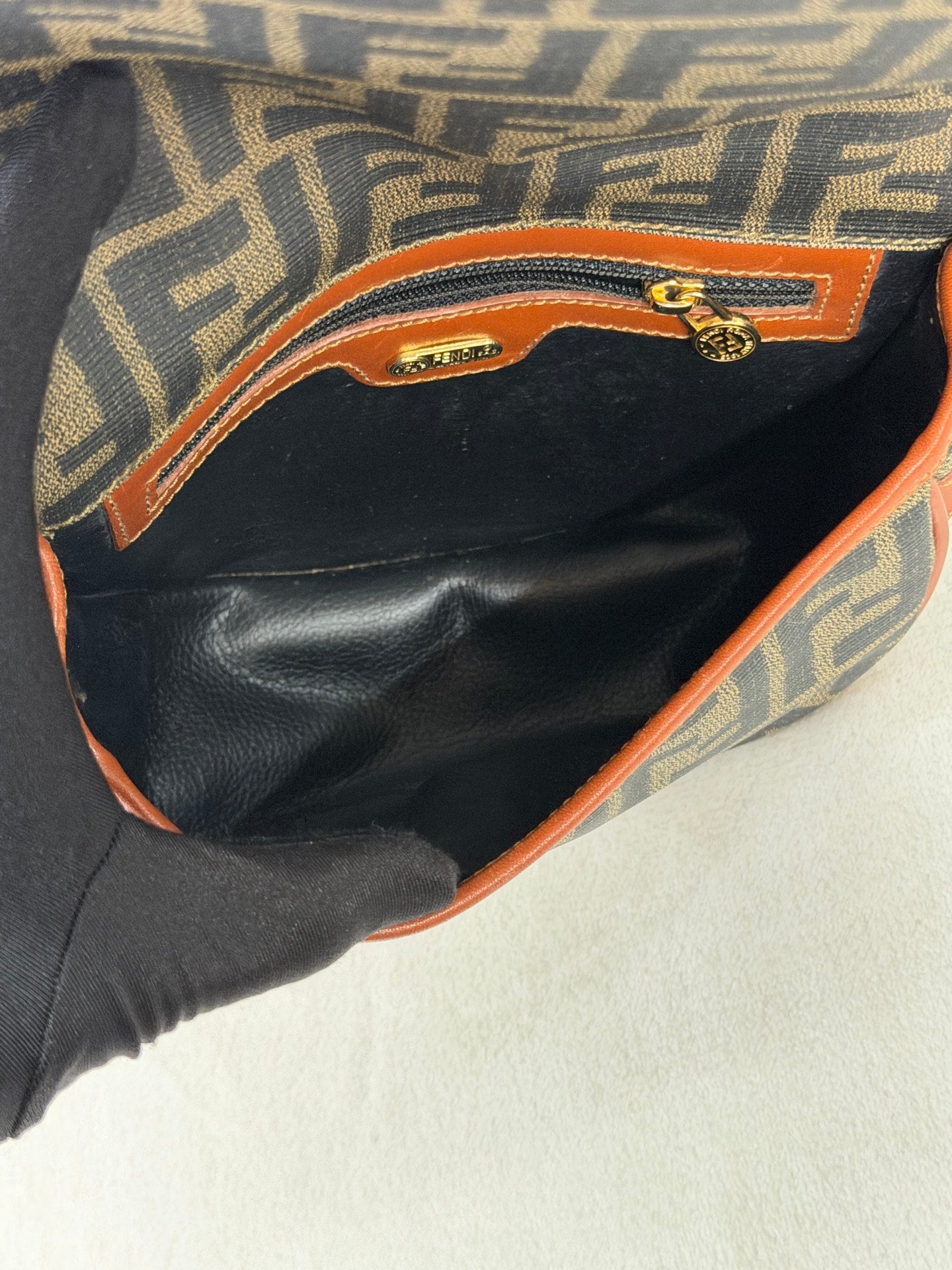 Fendi Zucca Canvas Half Moon Shoulder Bag