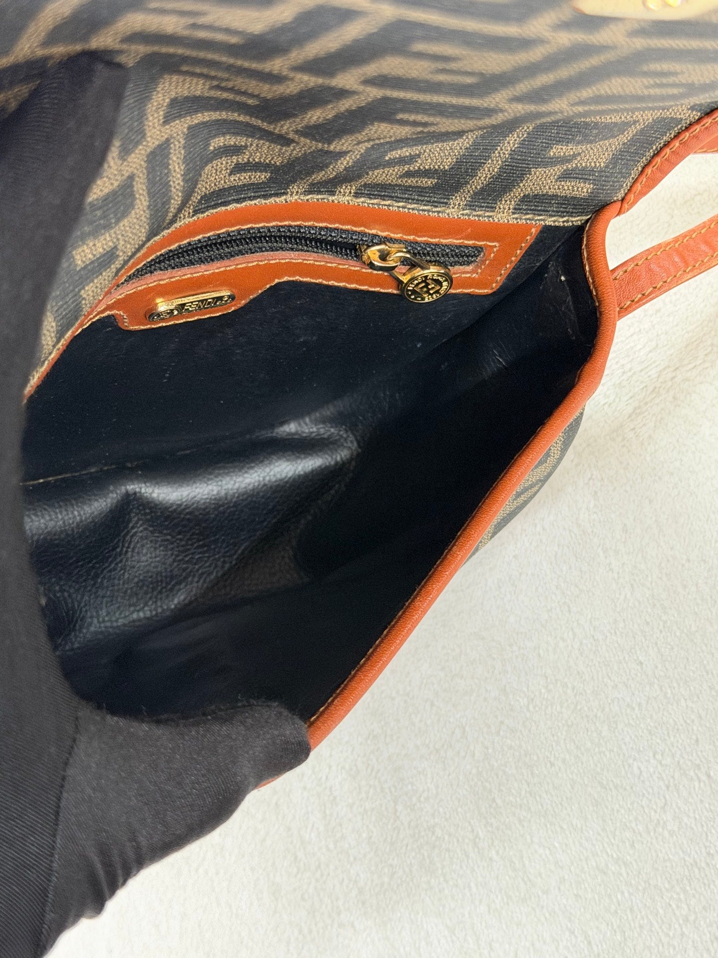 Fendi Zucca Canvas Half Moon Shoulder Bag