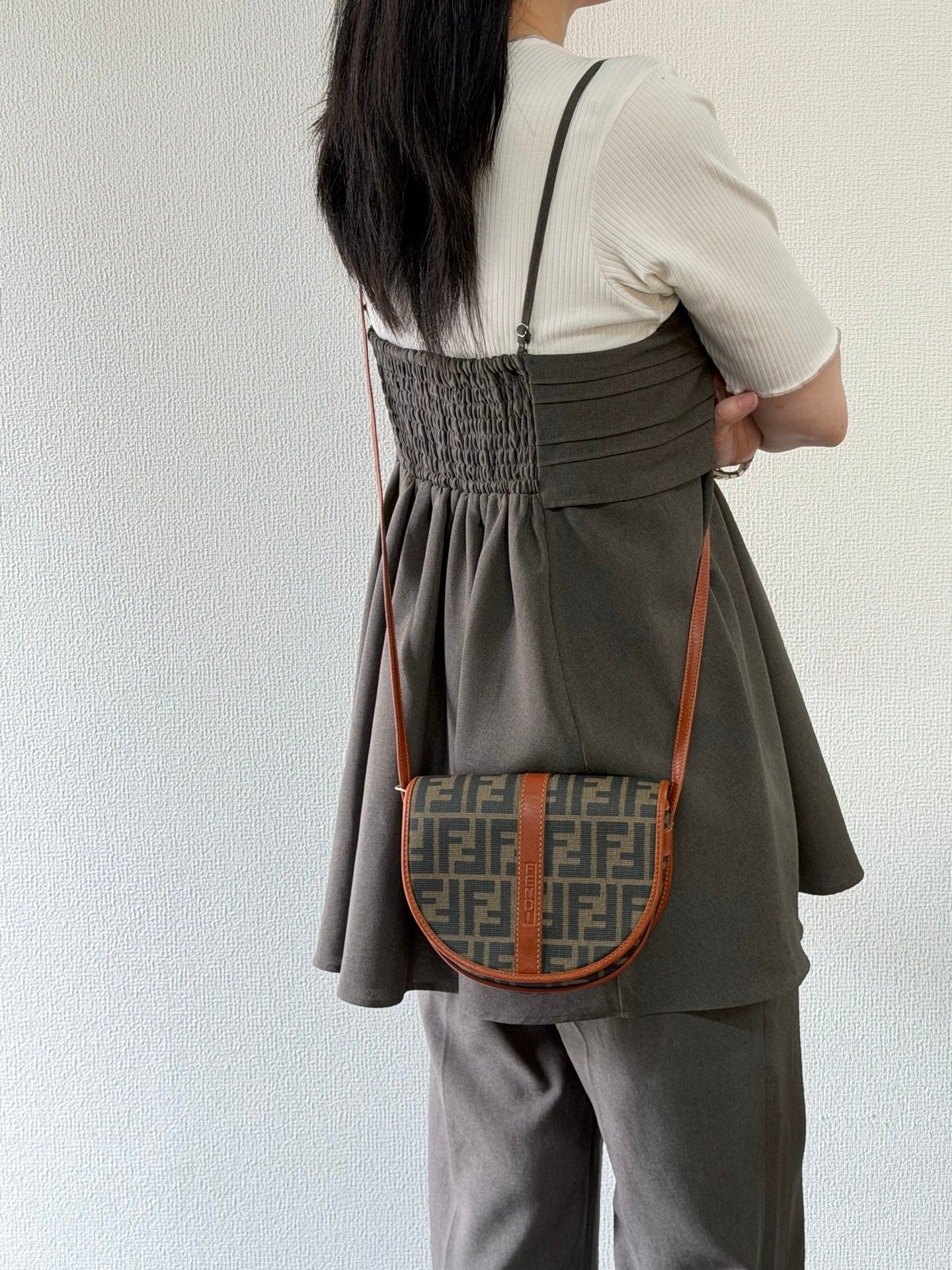 Fendi Zucca Canvas Half Moon Shoulder Bag