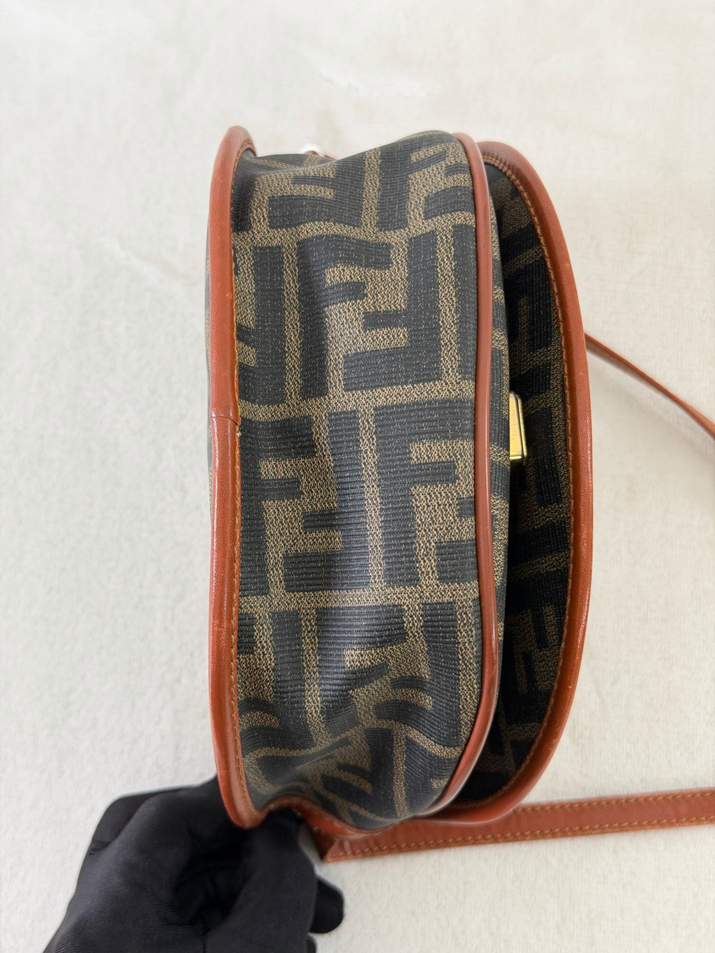 Fendi Zucca Canvas Half Moon Shoulder Bag