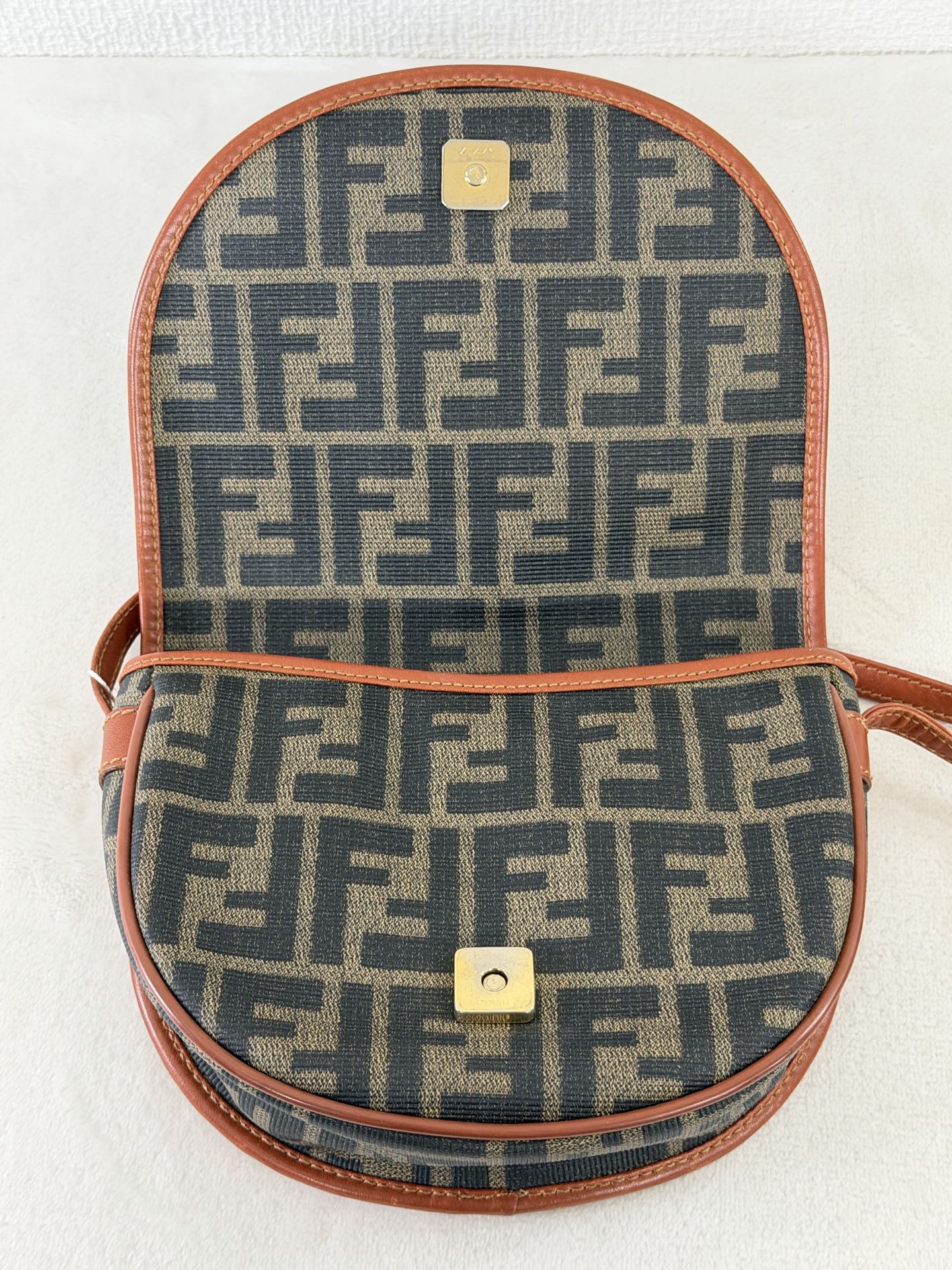 Fendi Zucca Canvas Half Moon Shoulder Bag