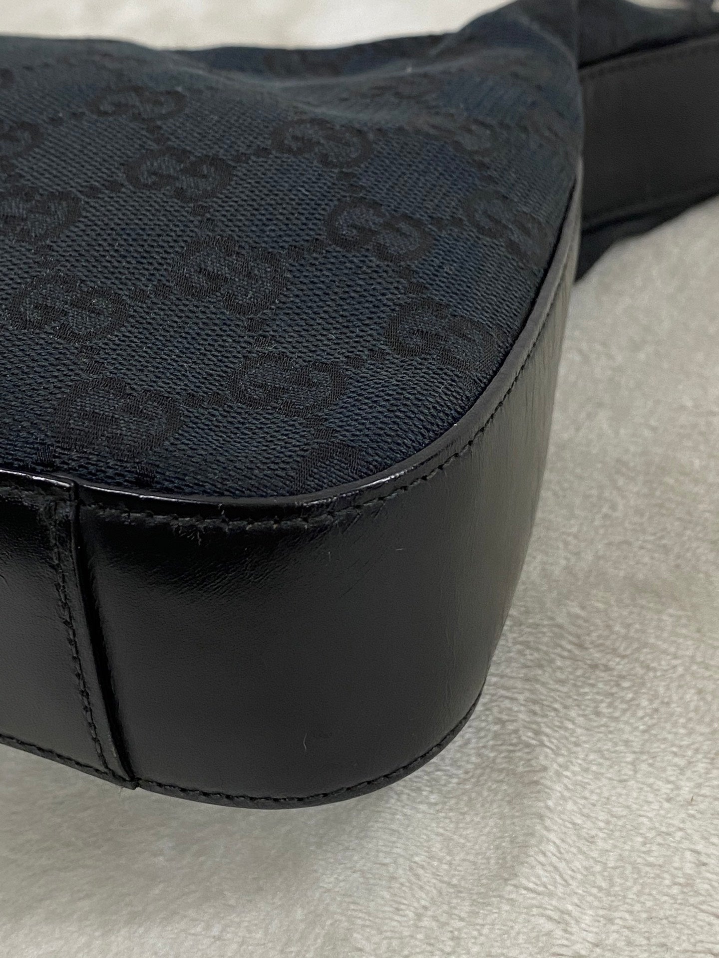 Gucci GG Canvas Leather Mini Hobo Bag