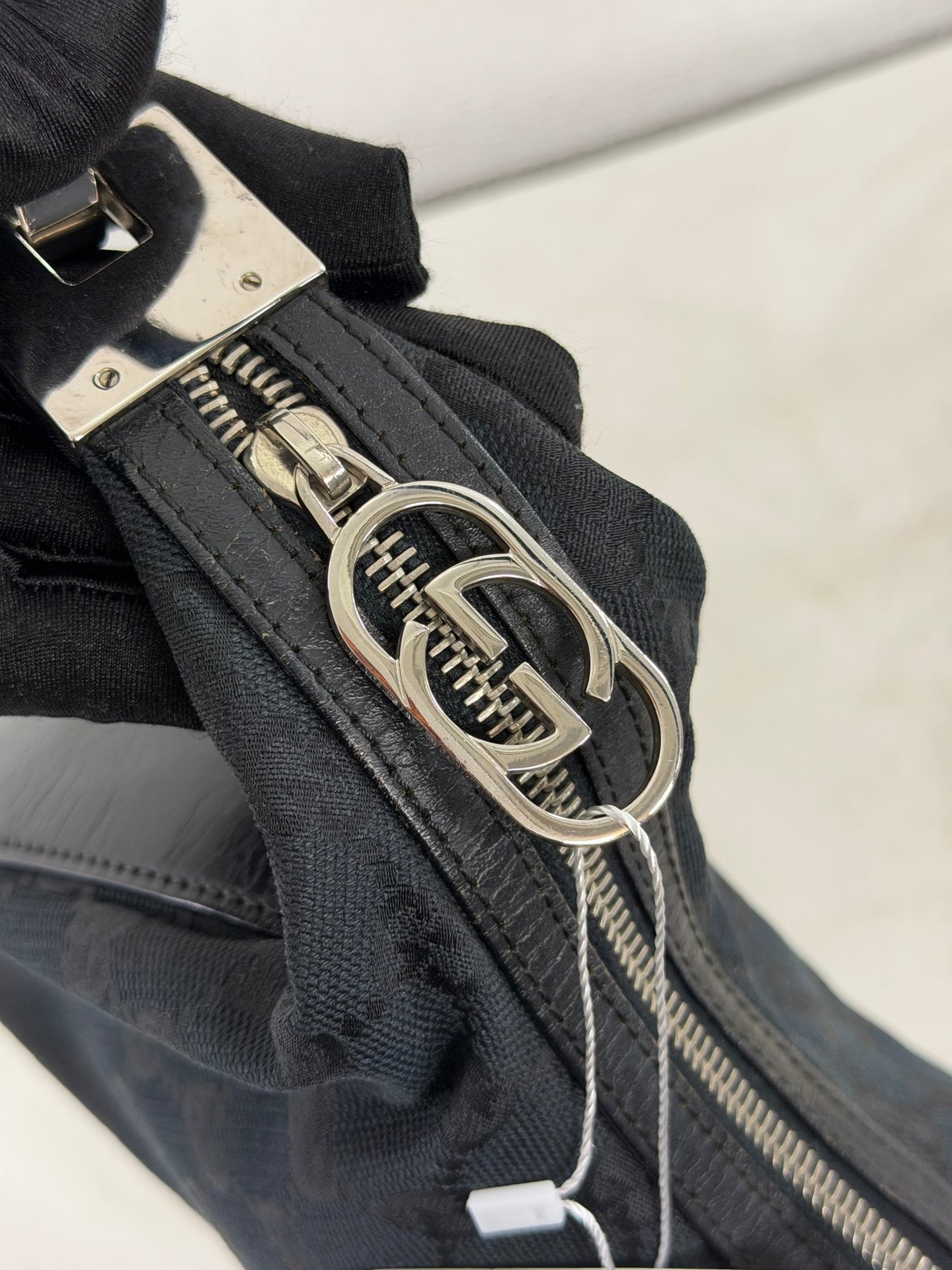 Gucci GG Canvas Leather Mini Hobo Bag