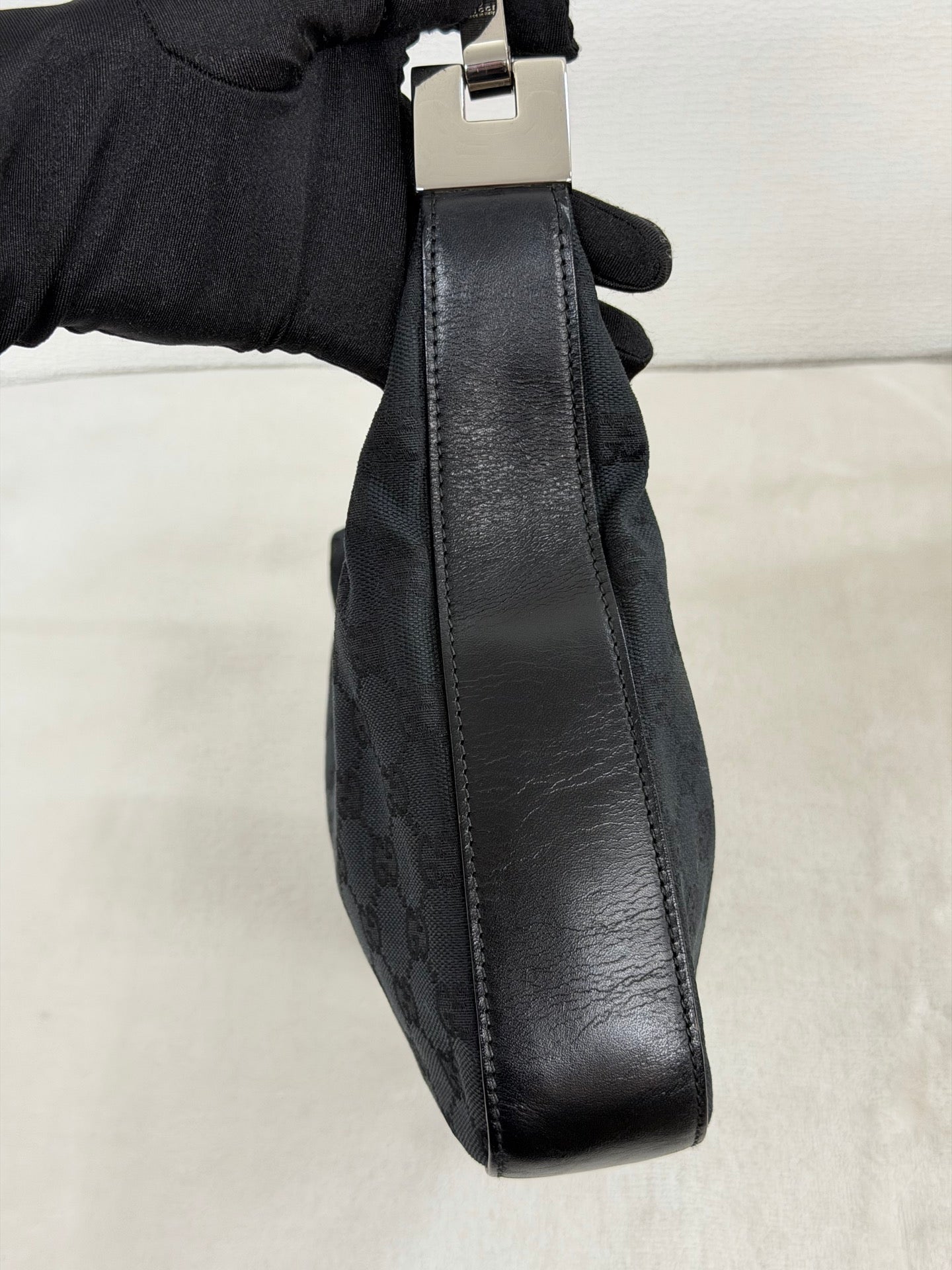 Gucci GG Canvas Leather Mini Hobo Bag