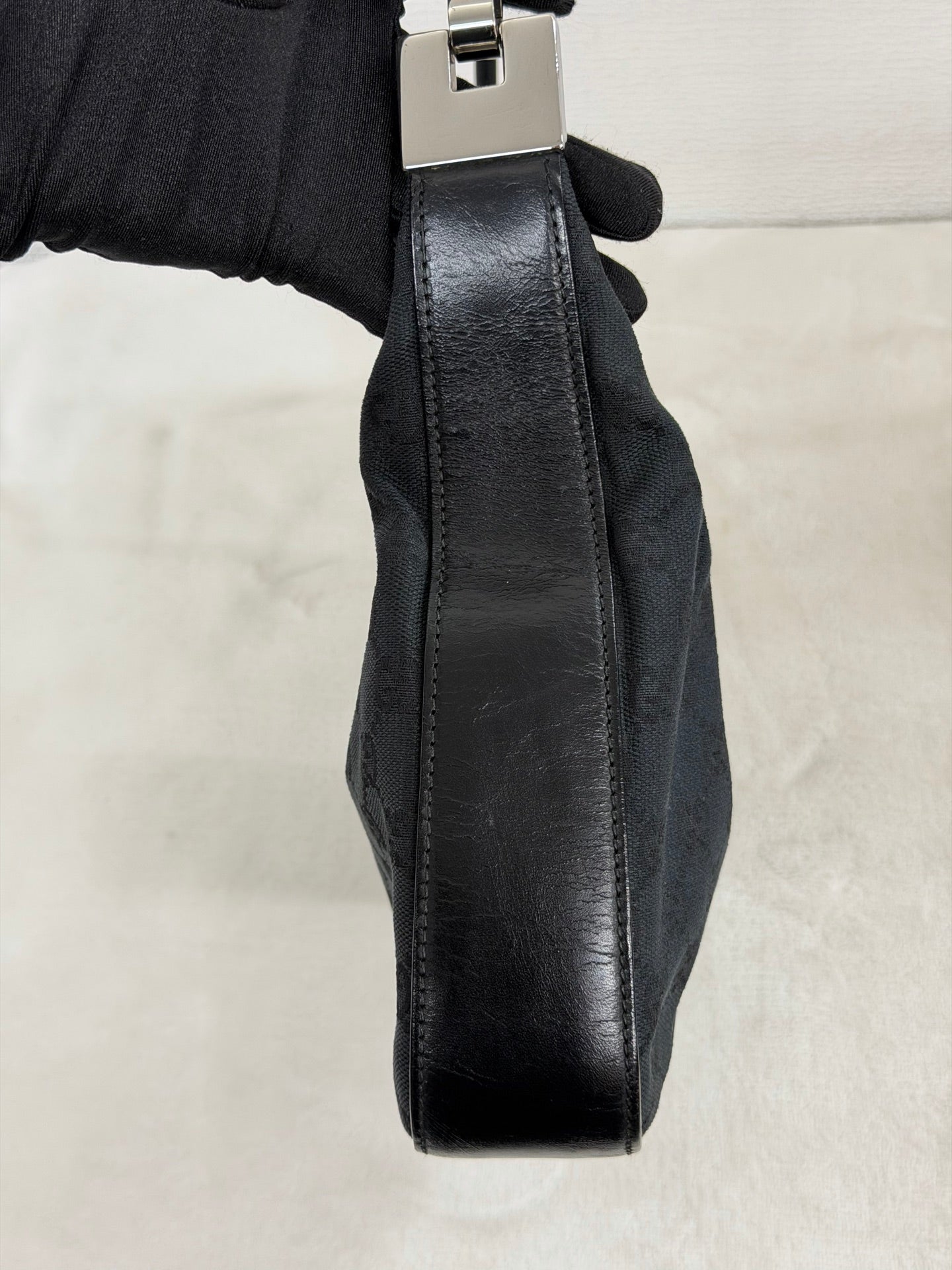 Gucci GG Canvas Leather Mini Hobo Bag