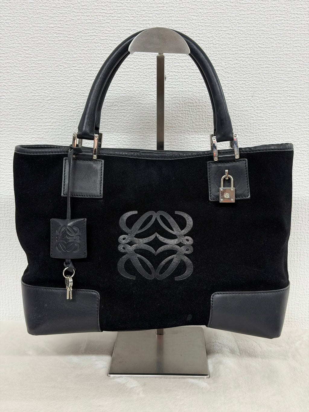 Loewe Fusta Anagram Suede Leather Handbag