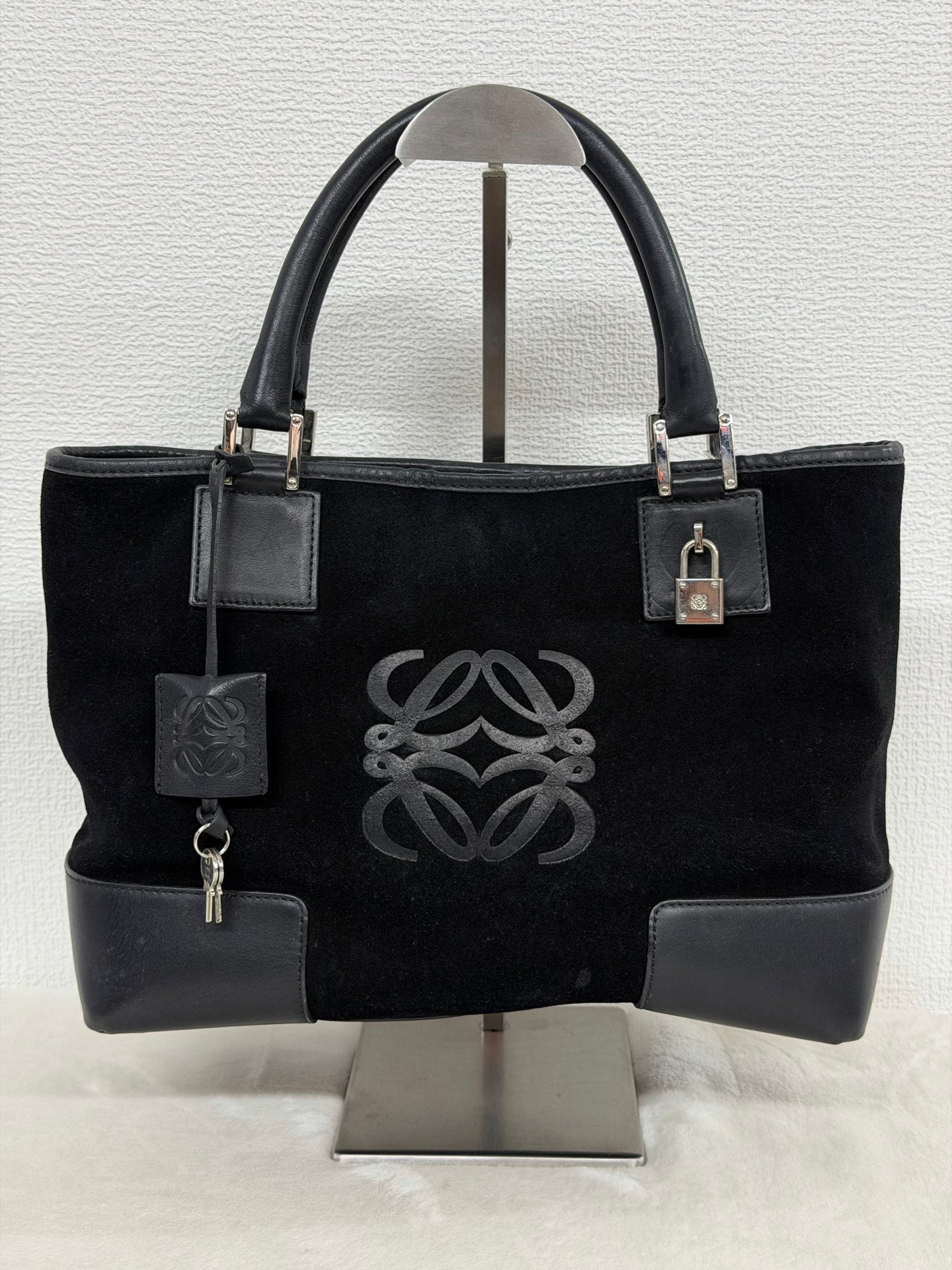 Loewe Fusta Anagram Suede Leather Handbag