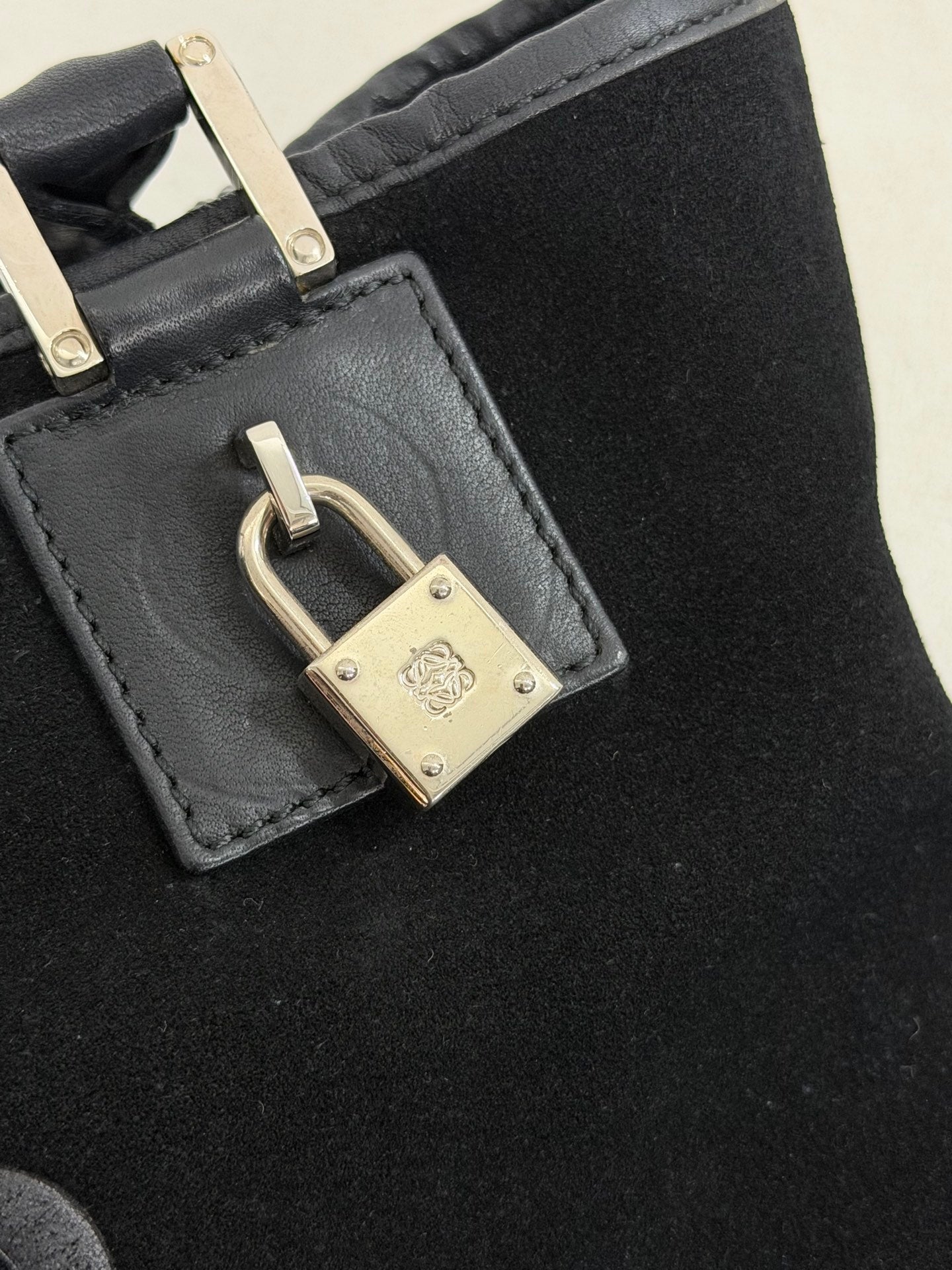 Loewe Fusta Anagram Suede Leather Handbag