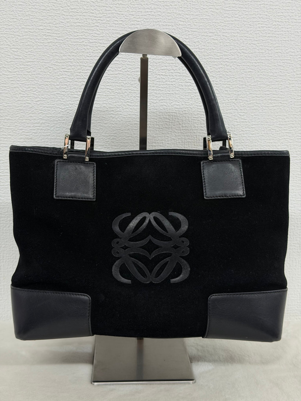 Loewe Fusta Anagram Suede Leather Handbag