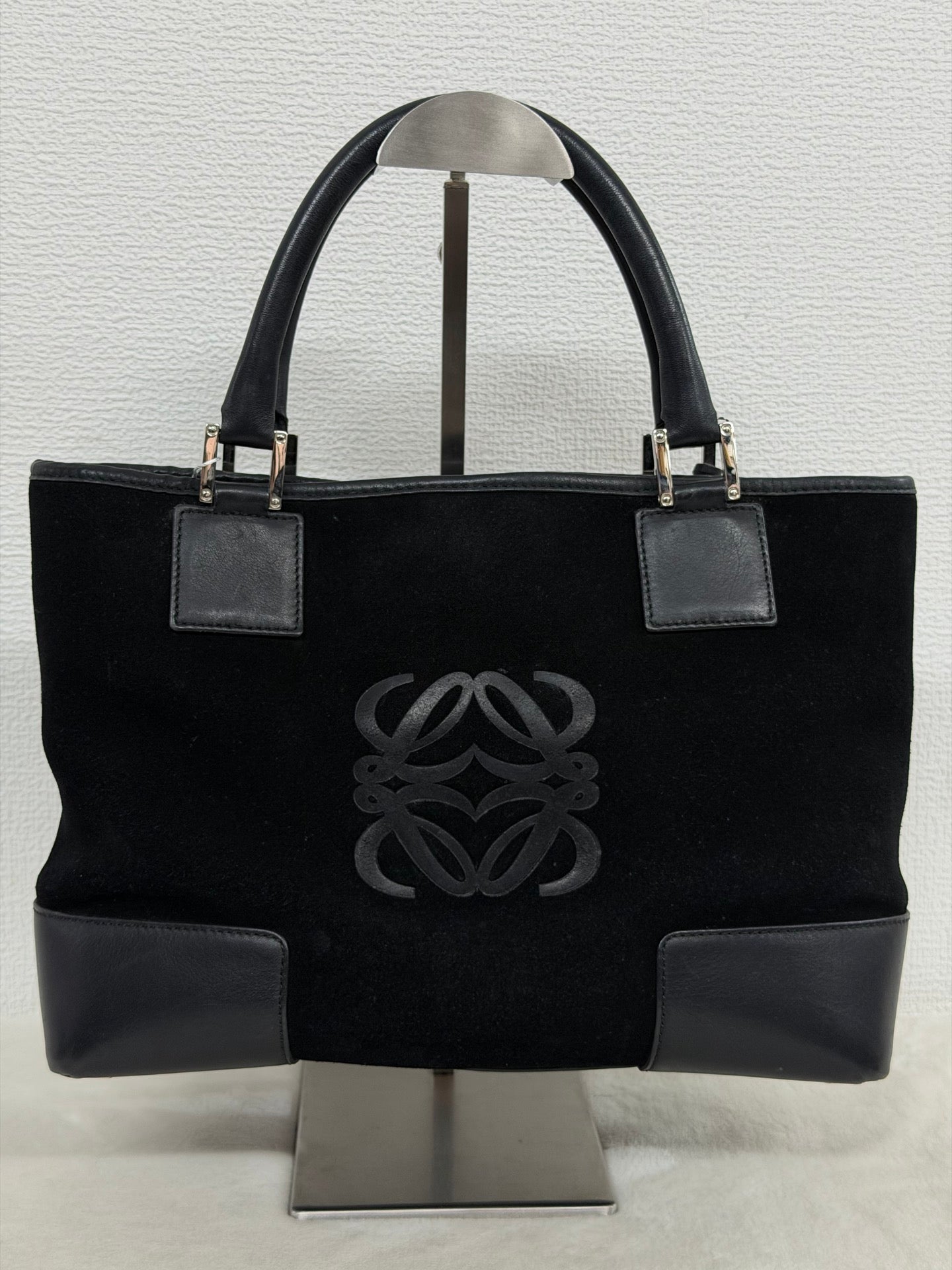 Loewe Fusta Anagram Suede Leather Handbag
