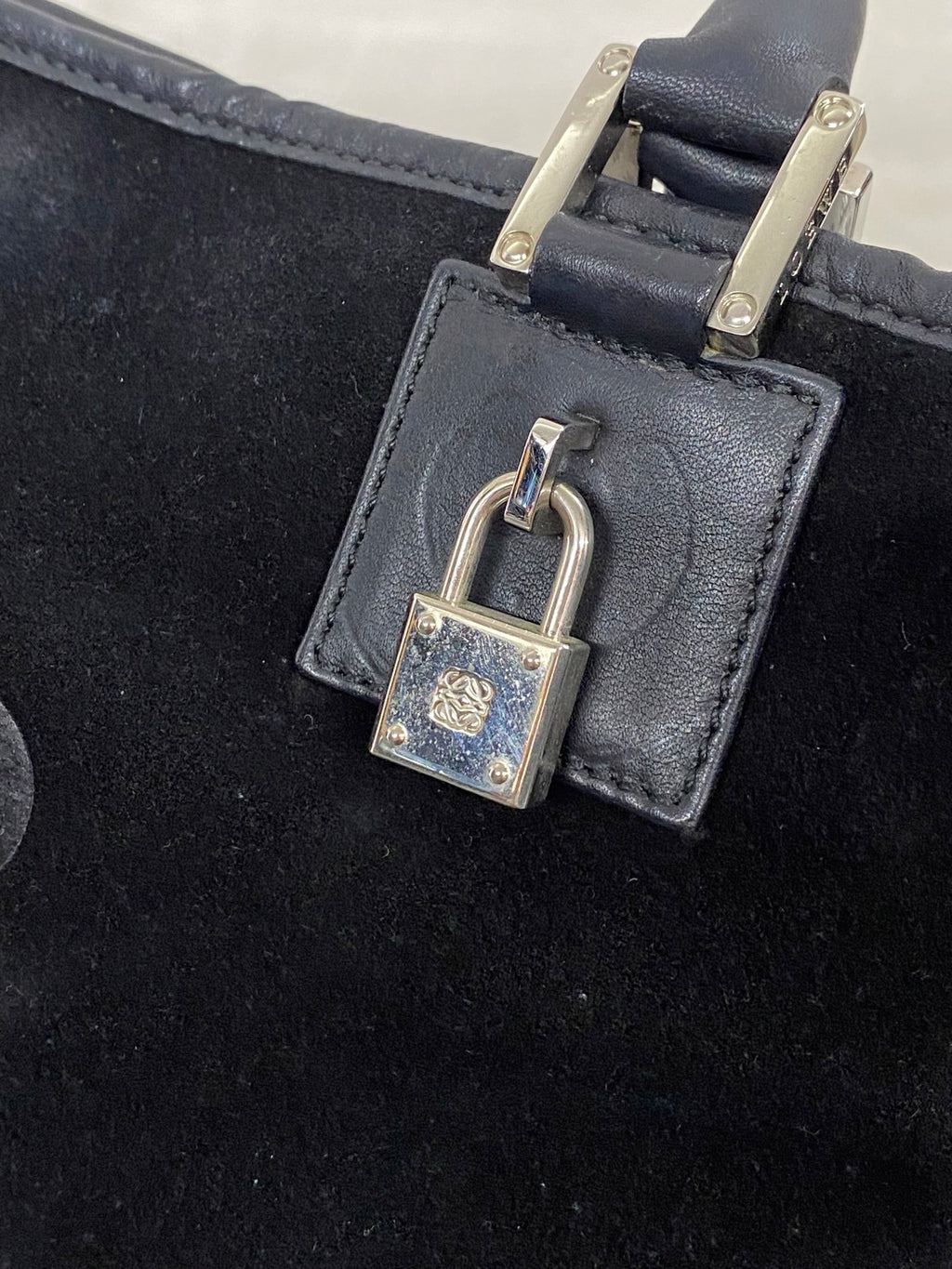 Loewe Fusta Anagram Suede Leather Handbag