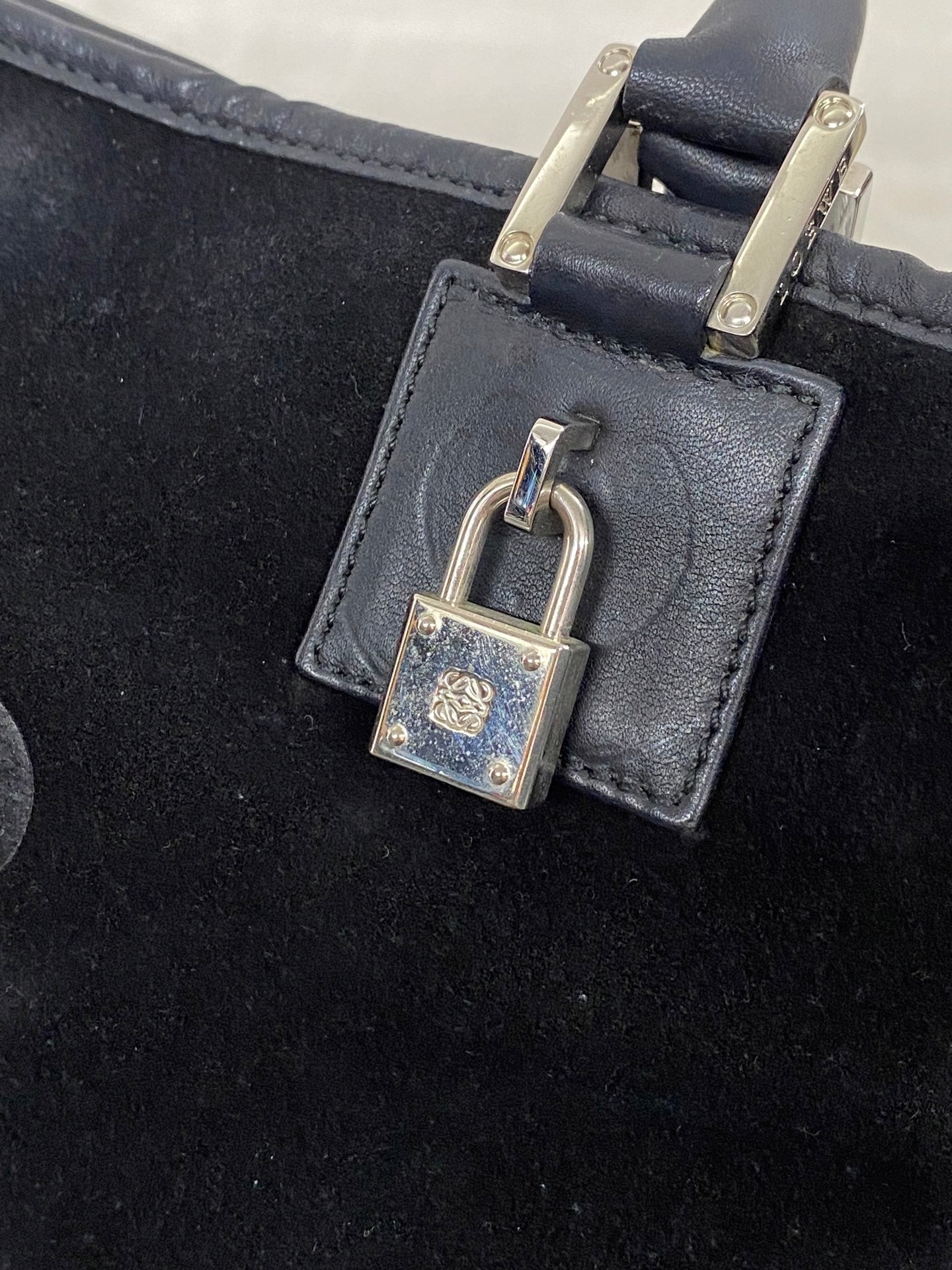 Loewe Fusta Anagram Suede Leather Handbag
