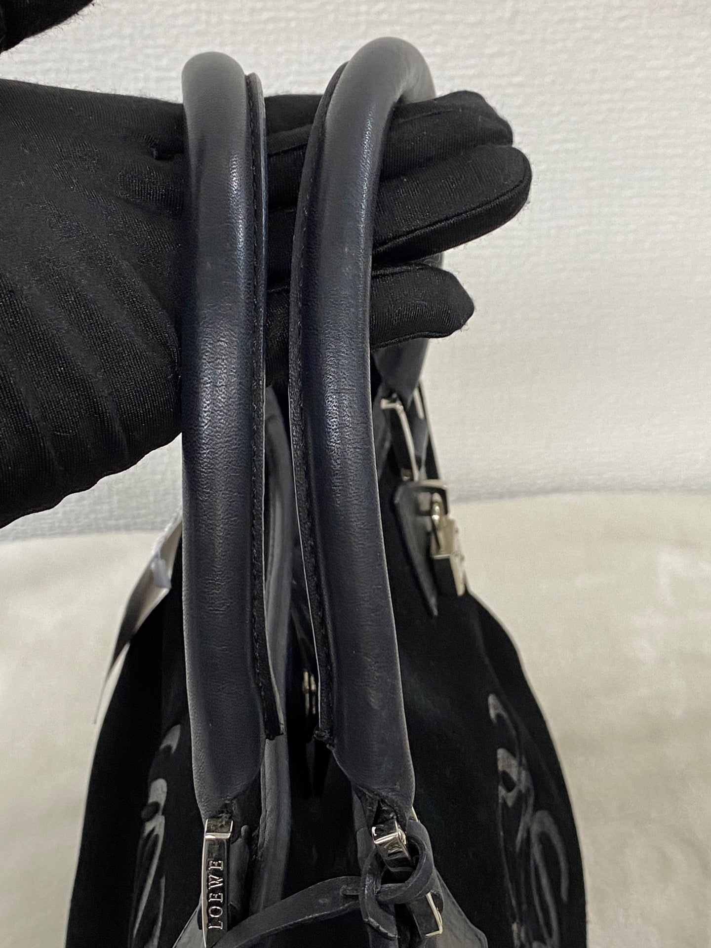 Loewe Fusta Anagram Suede Leather Handbag