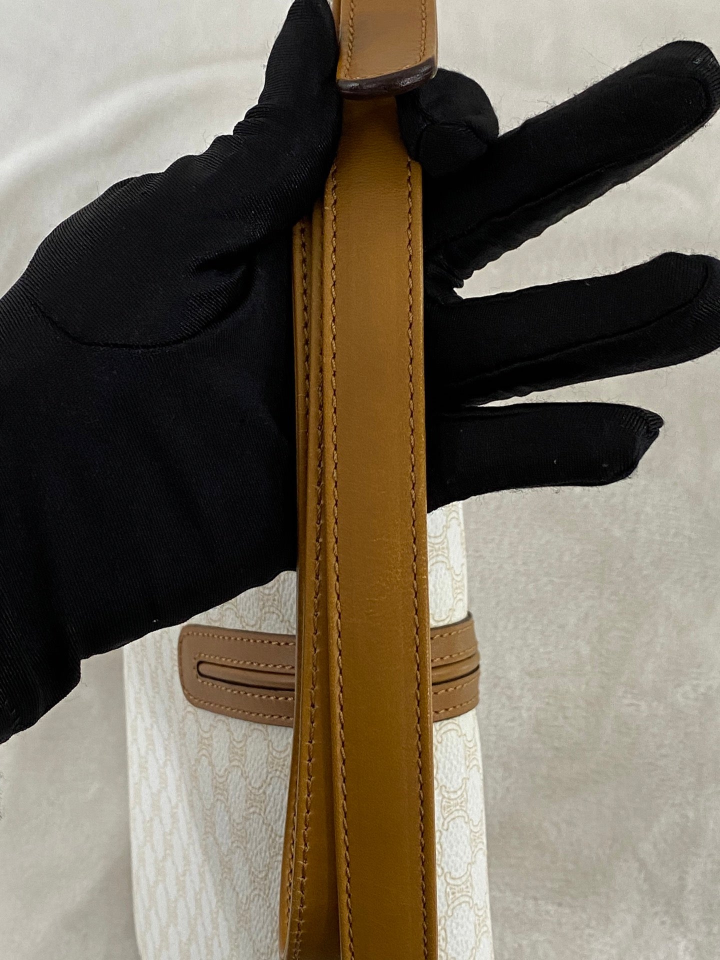 Celine White Macadam Flap Shoulder Bag