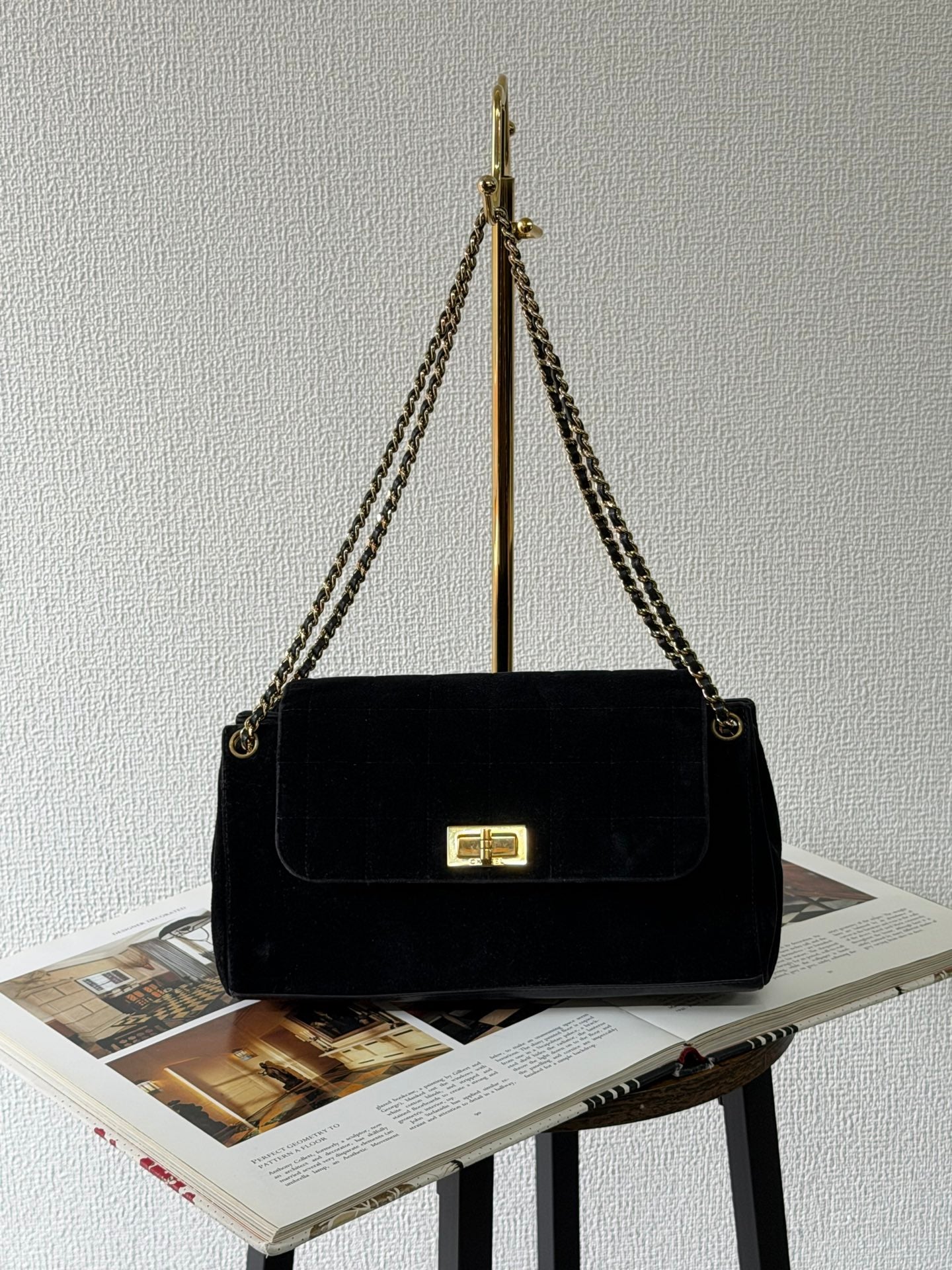 Chanel Chocolate Bar Velvet 2.55 Chain Shoulder Bag