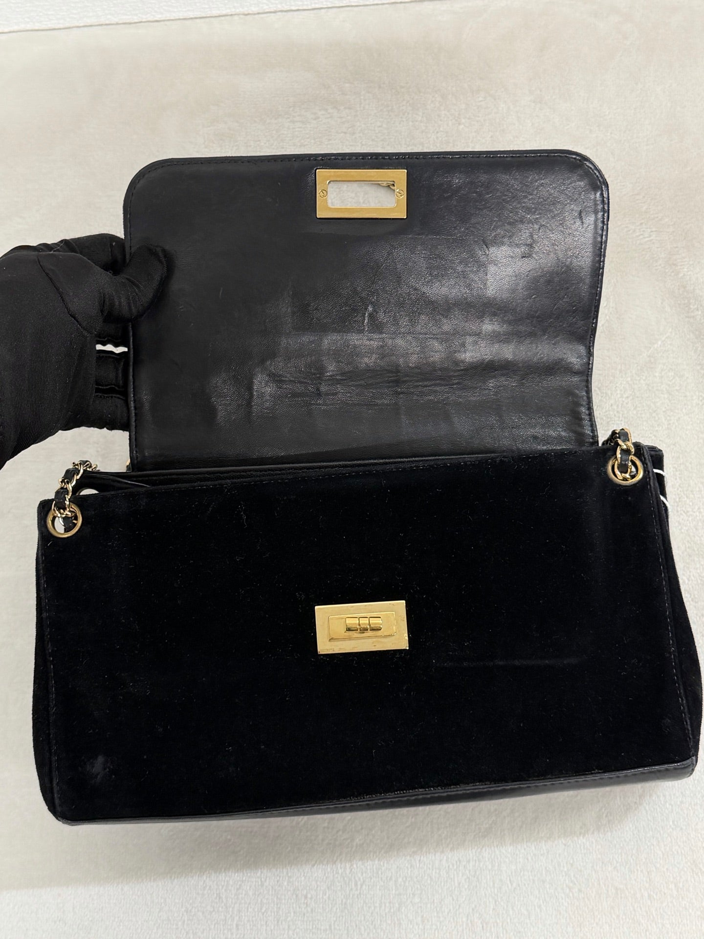 Chanel Chocolate Bar Velvet 2.55 Chain Shoulder Bag