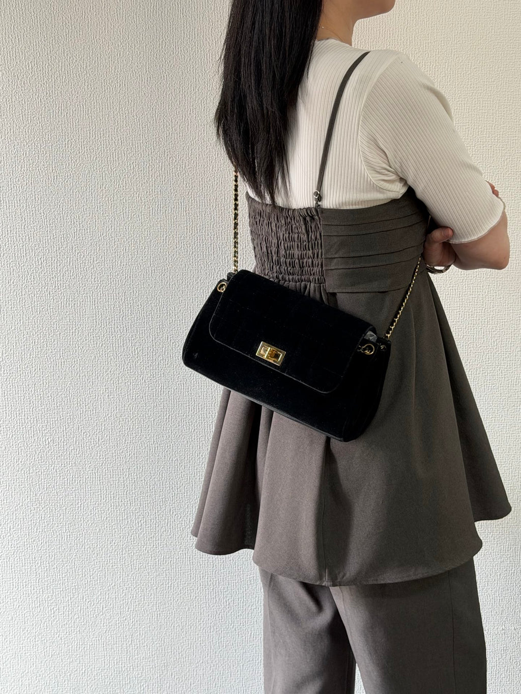 Chanel Chocolate Bar Velvet 2.55 Chain Shoulder Bag
