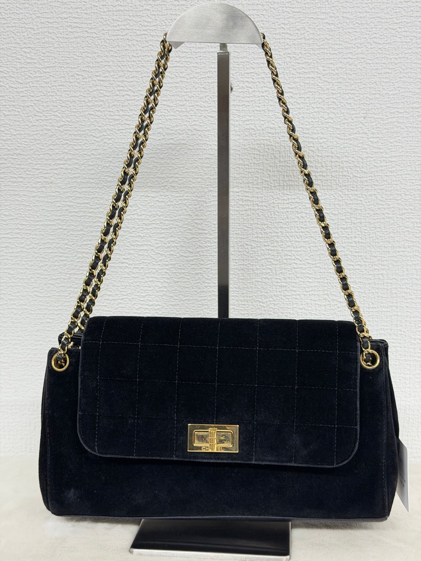 Chanel Chocolate Bar Velvet 2.55 Chain Shoulder Bag