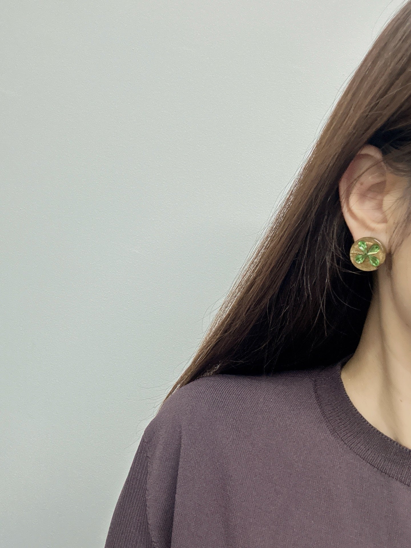 Chanel Glitter Resin Clover Clip-on Earrings