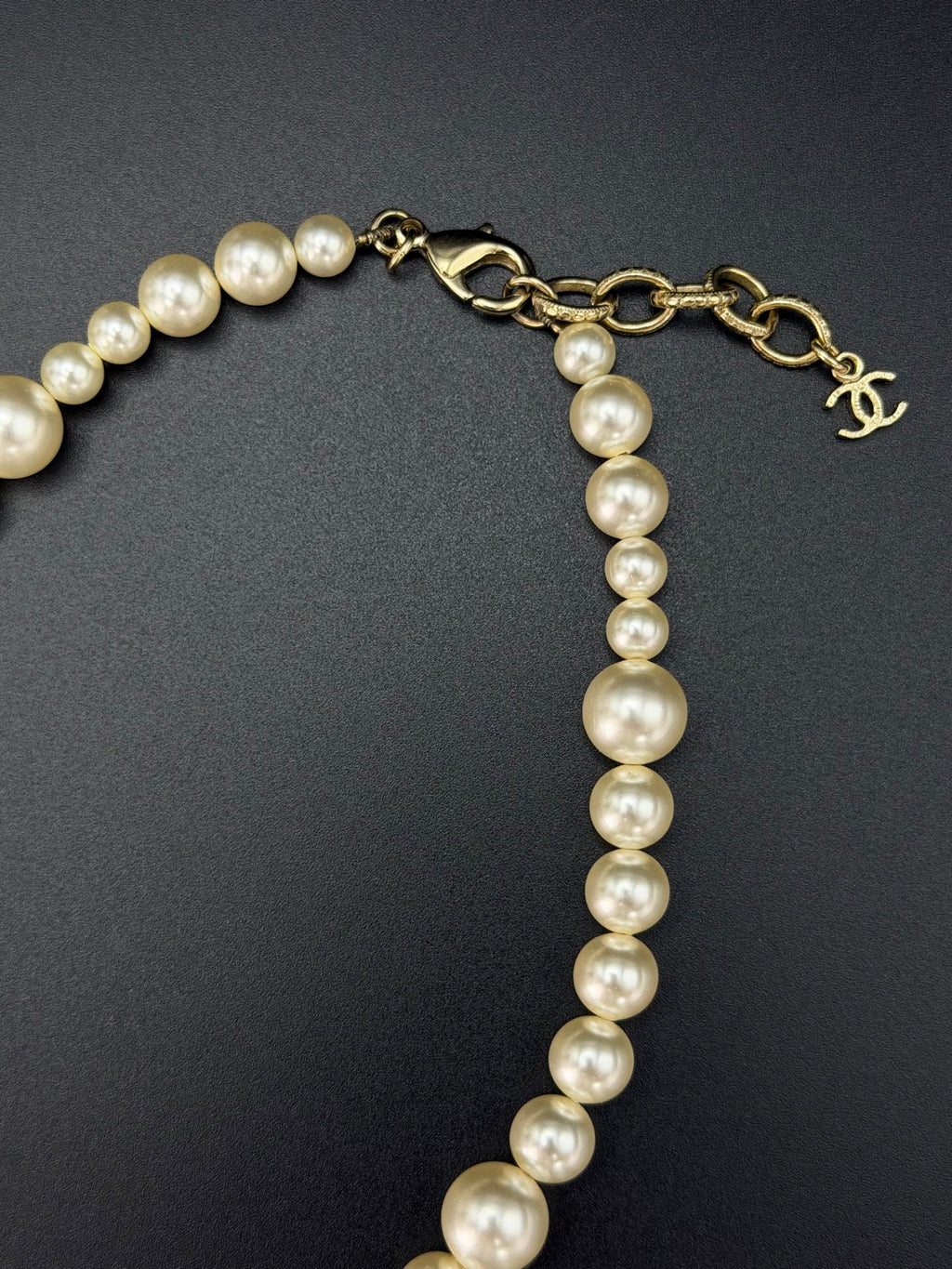 Chanel Faux Pearl CC Drop Choker Necklace