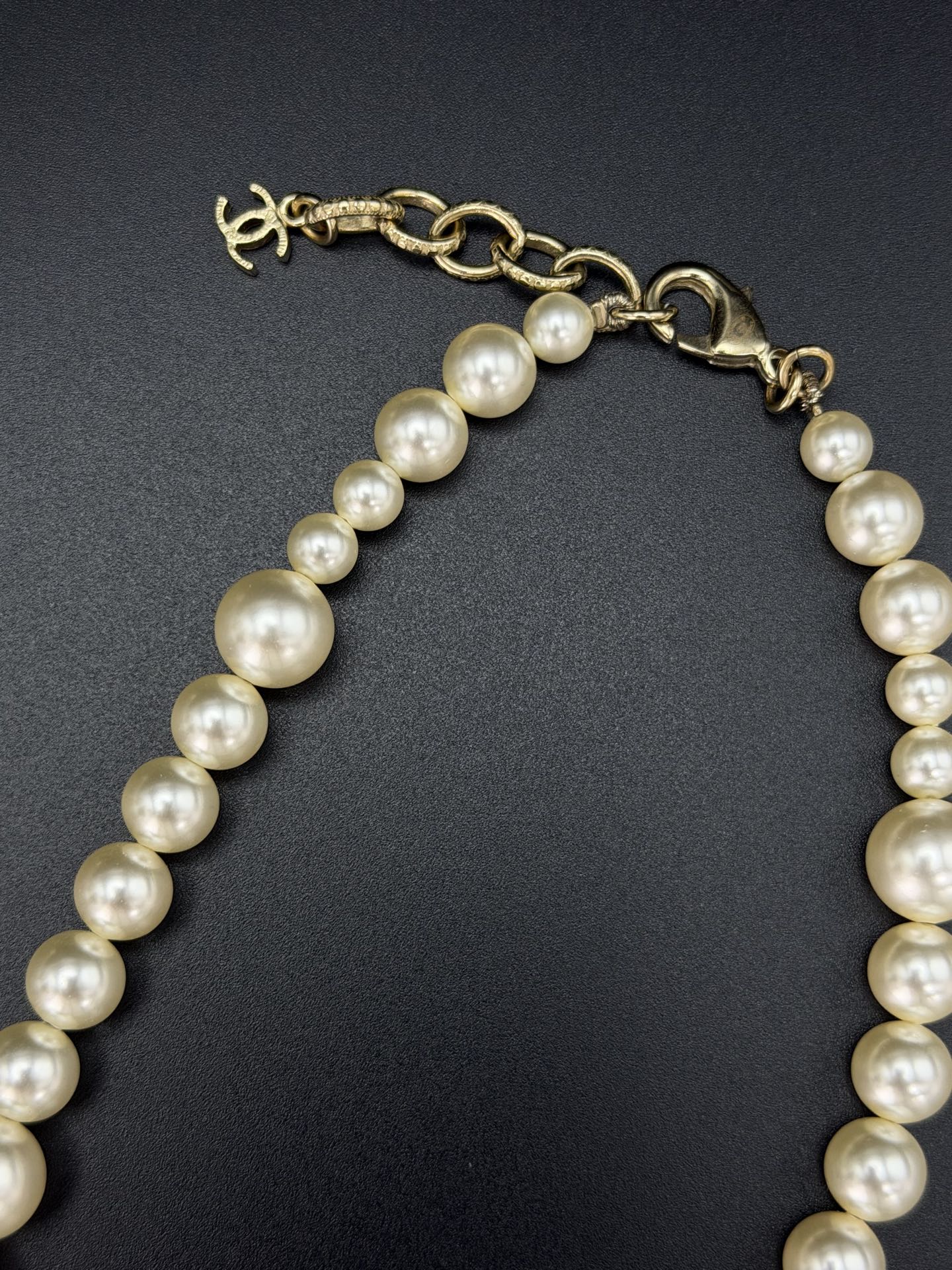 Chanel Faux Pearl CC Drop Choker Necklace