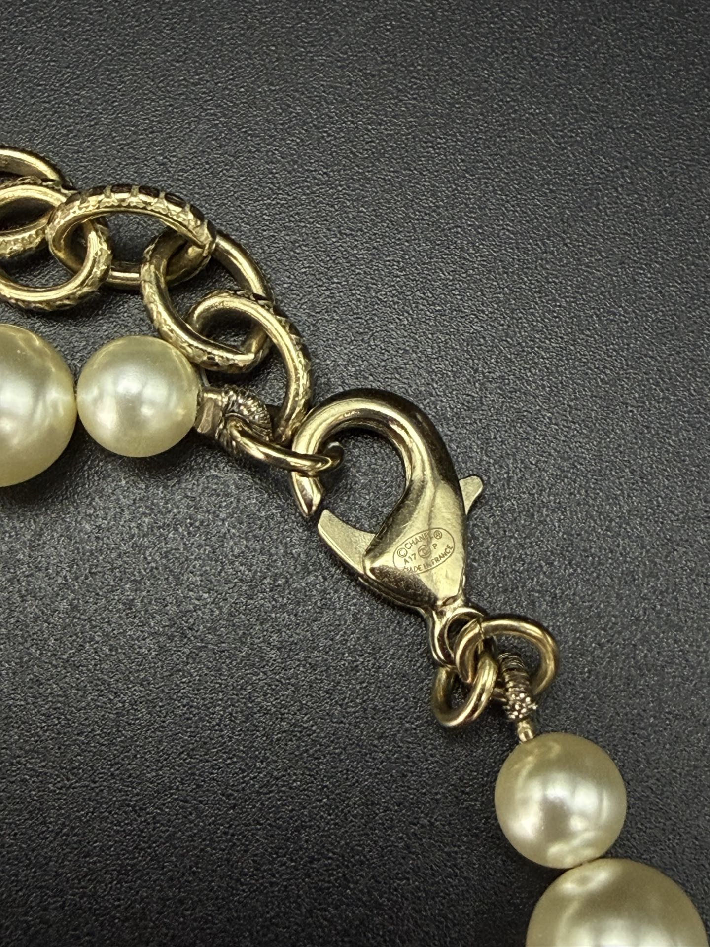 Chanel Faux Pearl CC Drop Choker Necklace