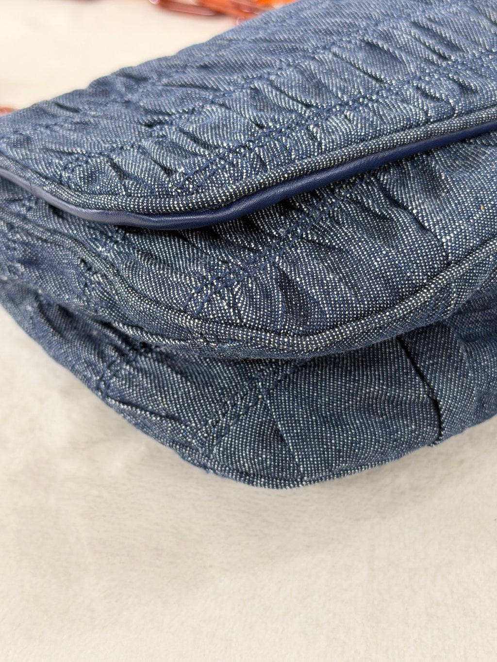 Prada Denim Gaufre Resin Chain Shoulder Bag