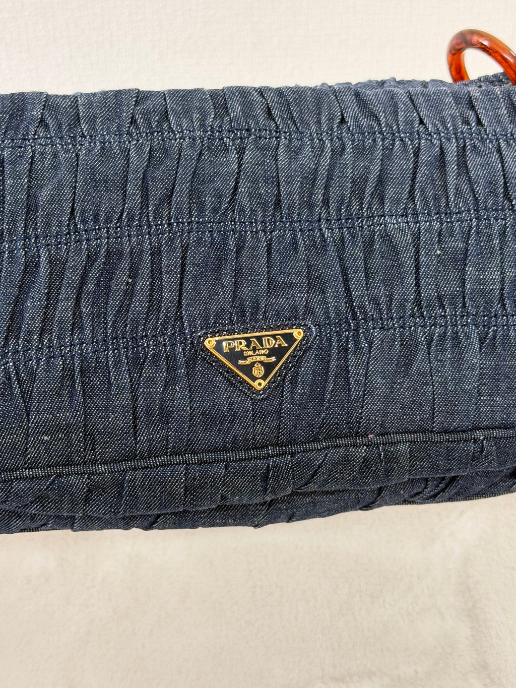 Prada Denim Gaufre Resin Chain Shoulder Bag