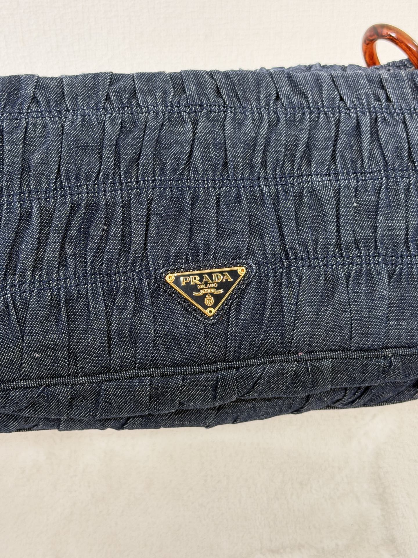 Prada Denim Gaufre Resin Chain Shoulder Bag