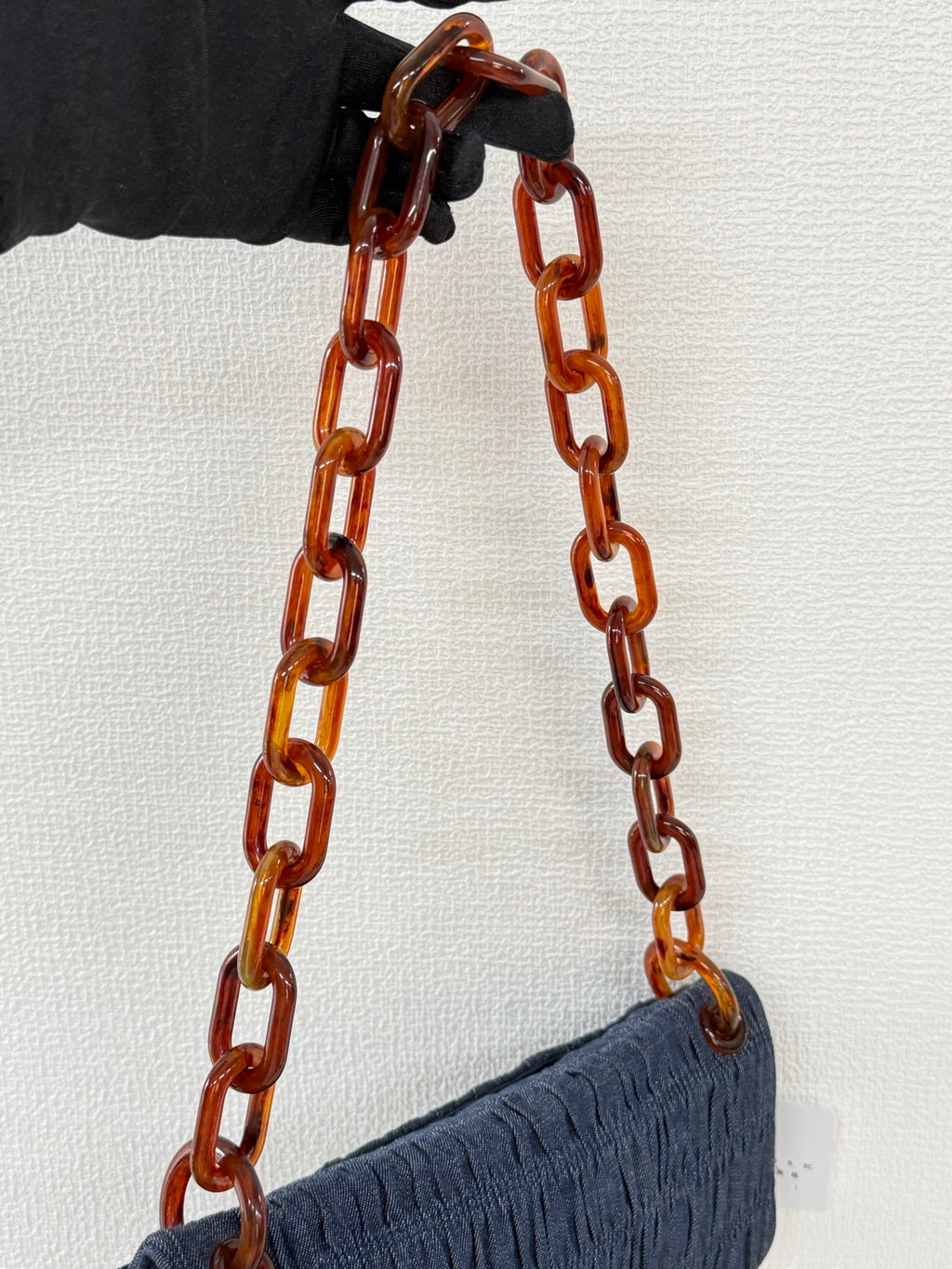 Prada Denim Gaufre Resin Chain Shoulder Bag