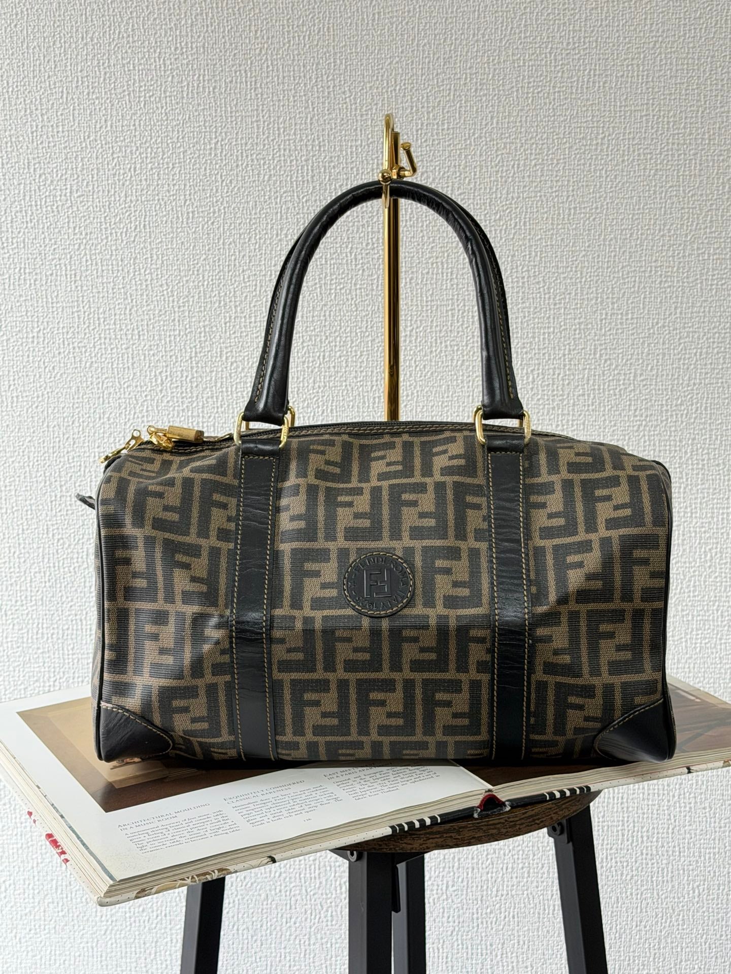 Fendi Zucca Canvas Boston Bag