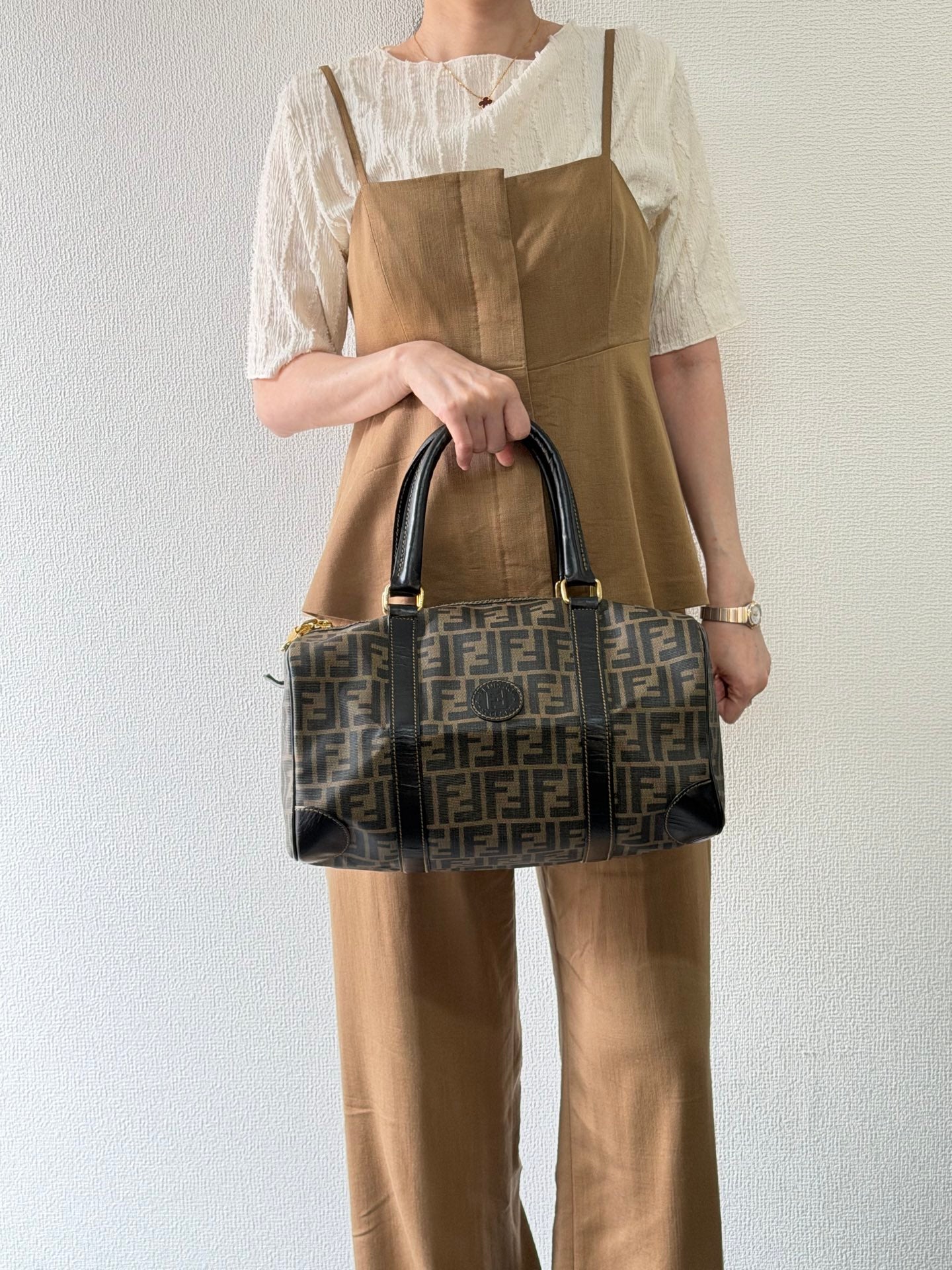 Fendi Zucca Canvas Boston Bag