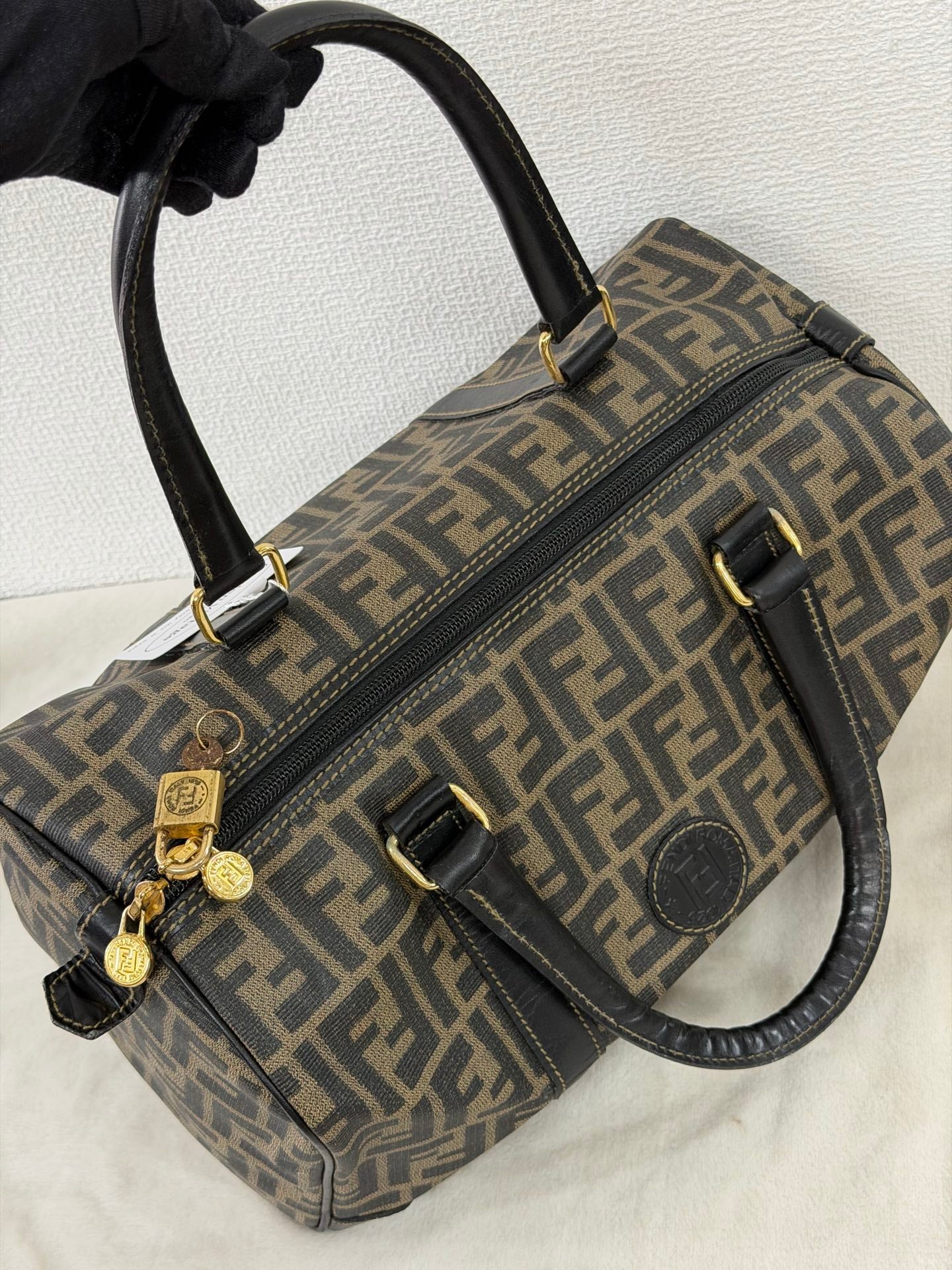 Fendi Zucca Canvas Boston Bag