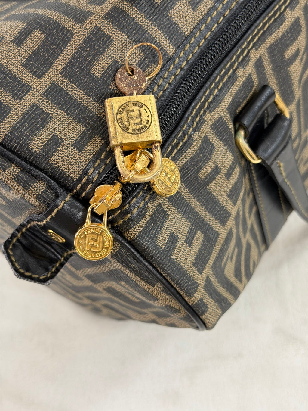 Fendi Zucca Canvas Boston Bag