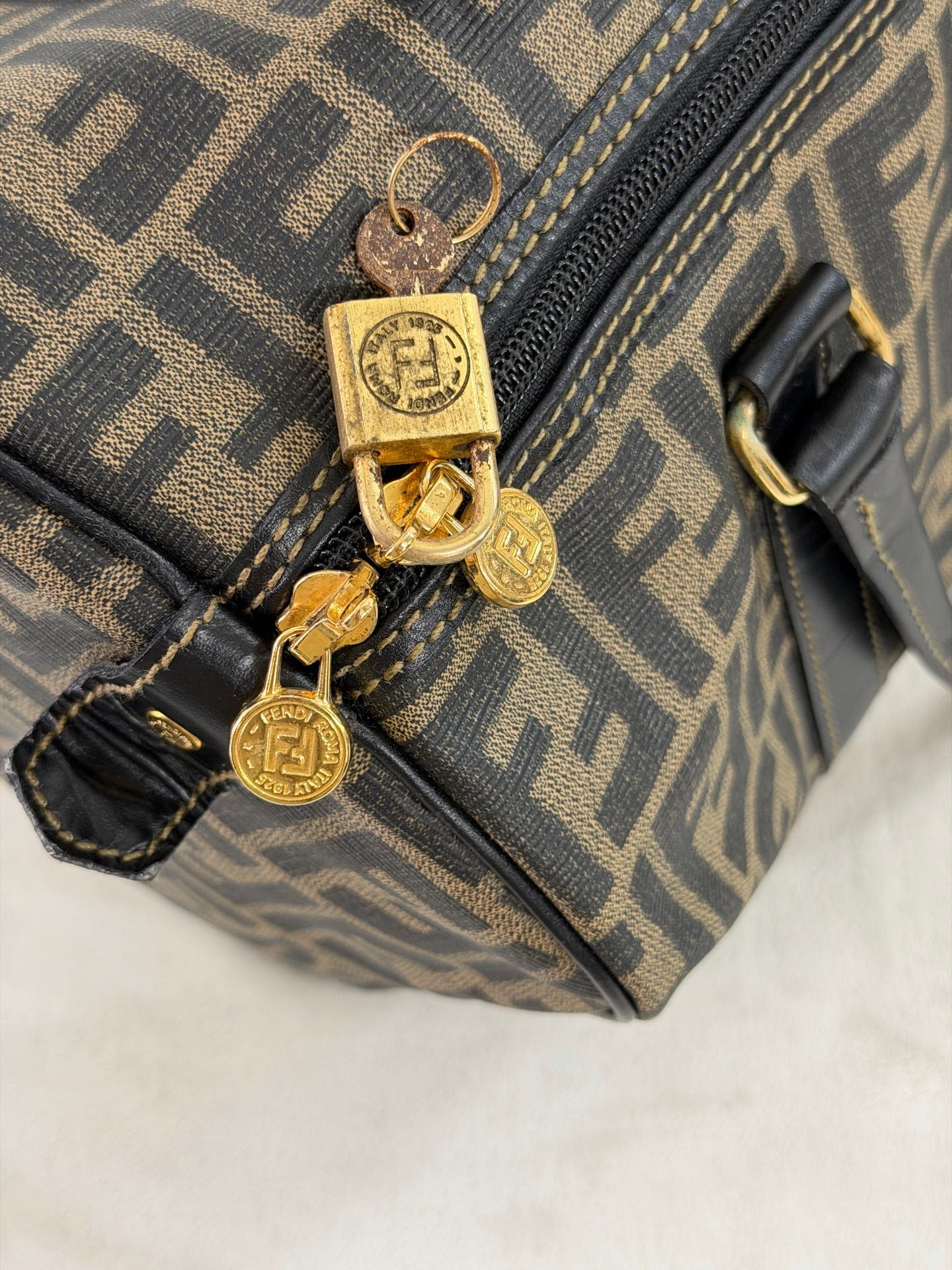 Fendi Zucca Canvas Boston Bag