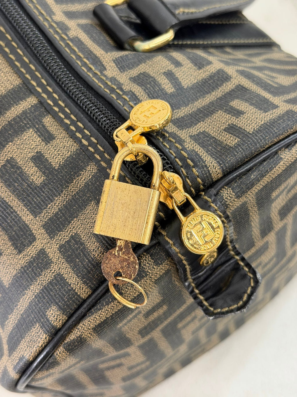 Fendi Zucca Canvas Boston Bag
