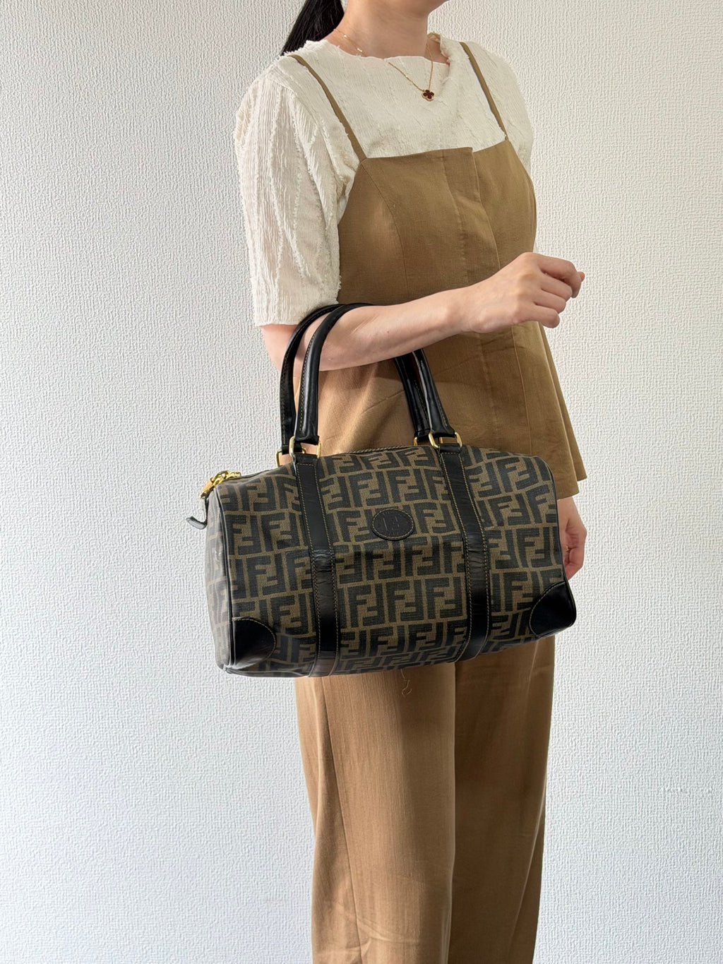 Fendi Zucca Canvas Boston Bag