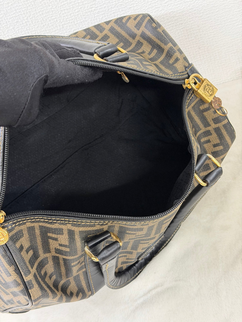 Fendi Zucca Canvas Boston Bag