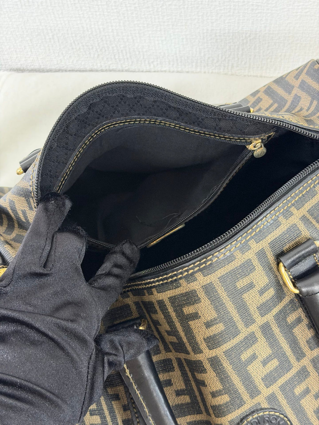 Fendi Zucca Canvas Boston Bag