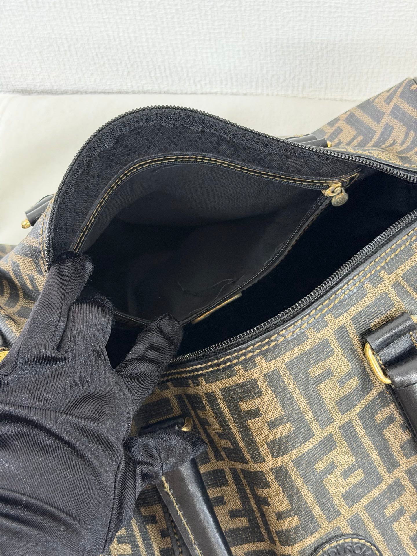 Fendi Zucca Canvas Boston Bag