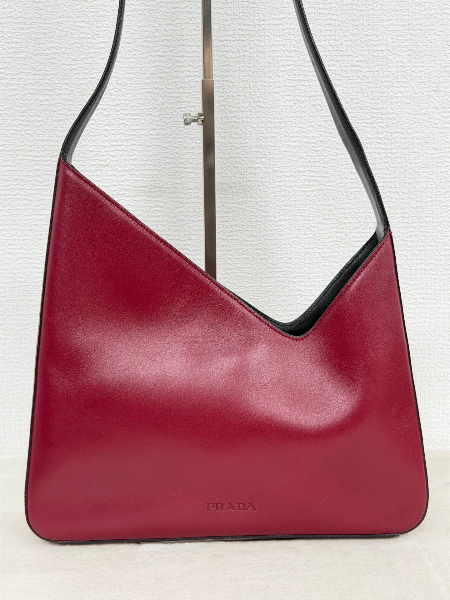 Prada Asymmetric Leather Shoulder Bag Red