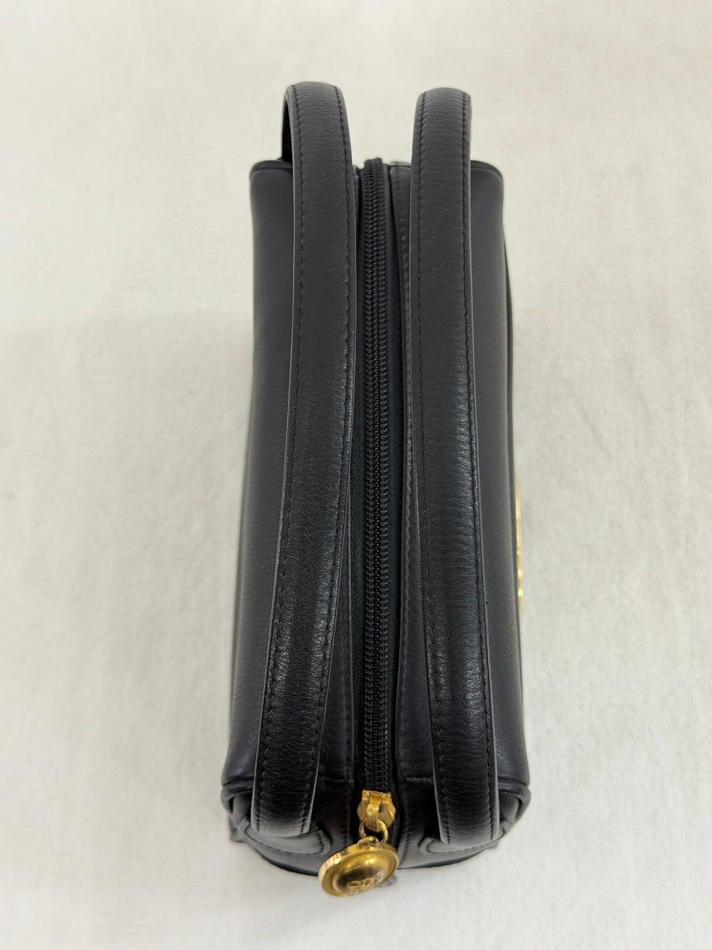 Christian Dior Vintage CD Logo Black Leather Vanity Bag