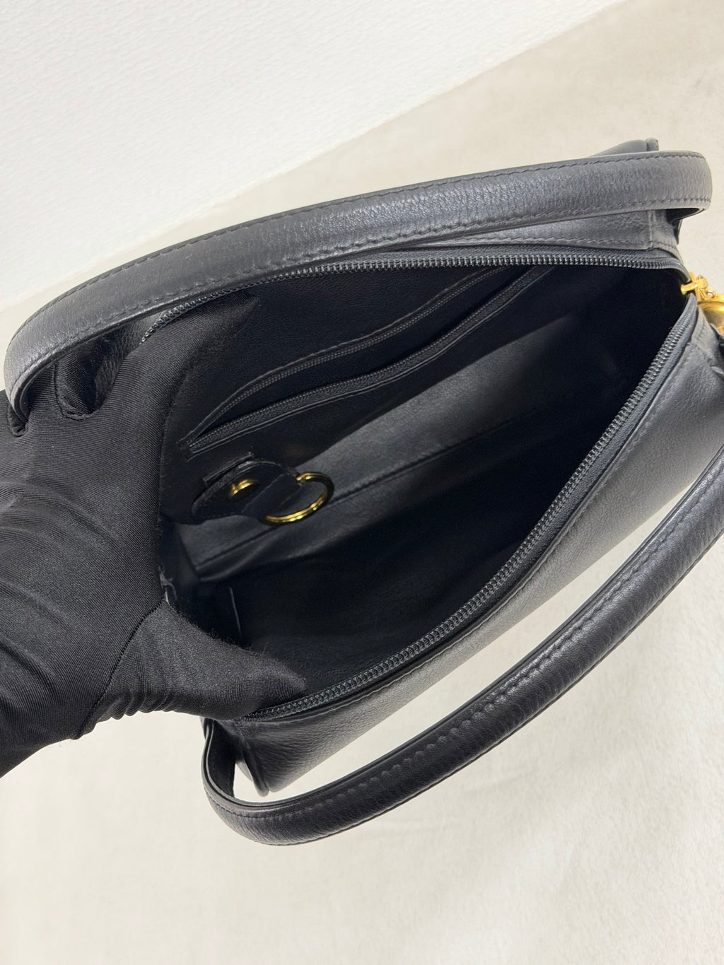 Christian Dior Vintage CD Logo Black Leather Vanity Bag